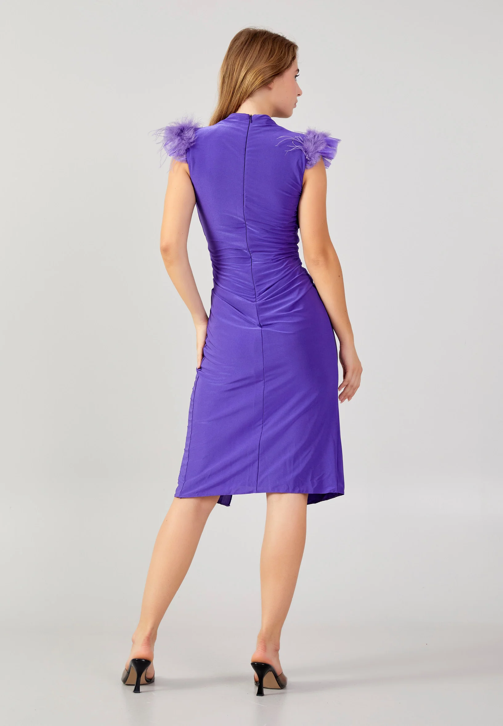 Short Sleeve Midi Lycra Bodycon Regular Evening Dress ses2791-1 - Image 10