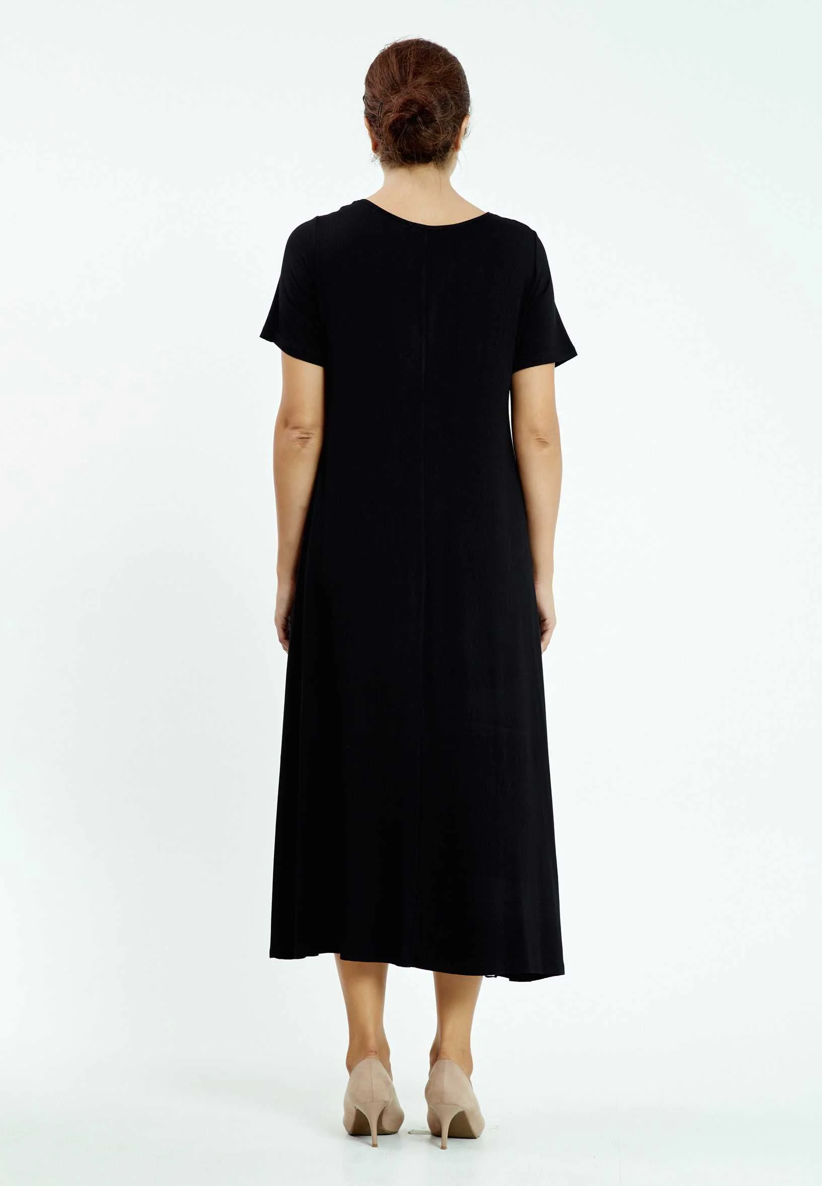 Short Sleeve Midi Lycra Column Plus Size Casual Dress ayb19y8016 - Image 2