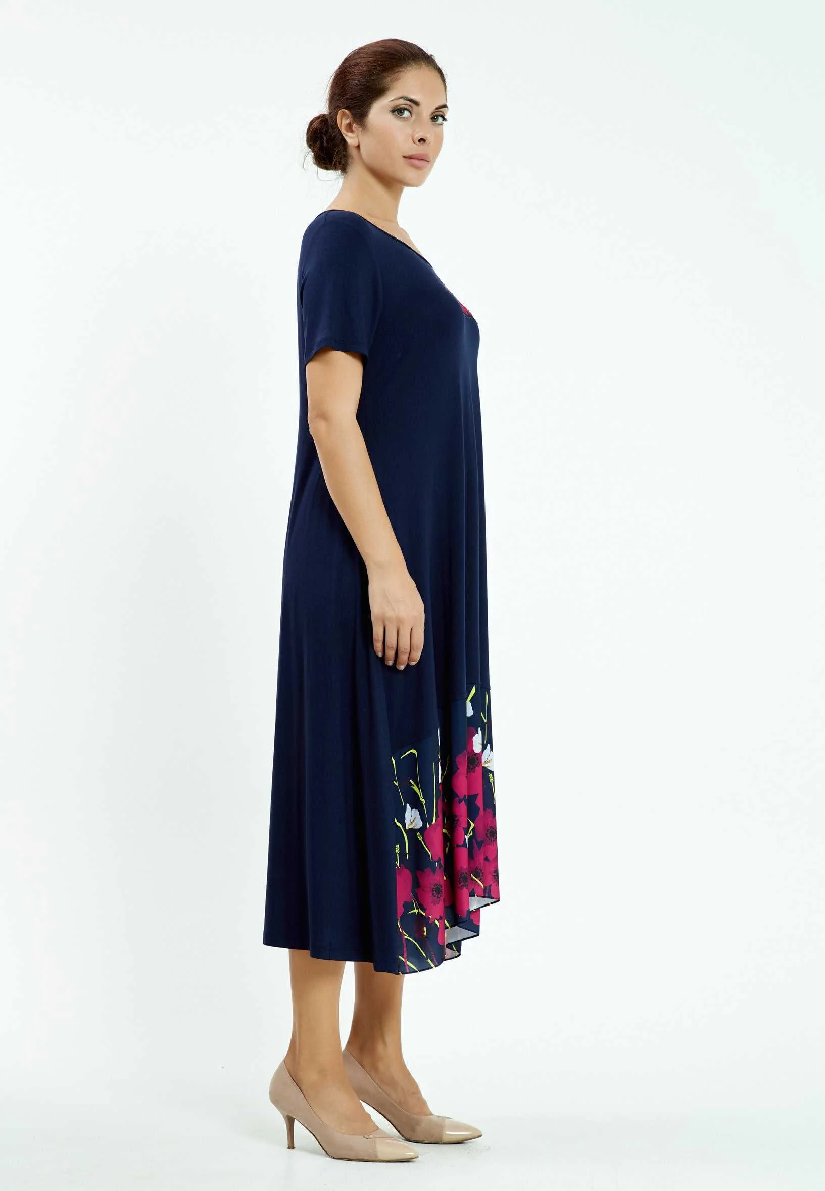 Short Sleeve Midi Lycra Column Plus Size Casual Dress ayb20y9548 - Image 7