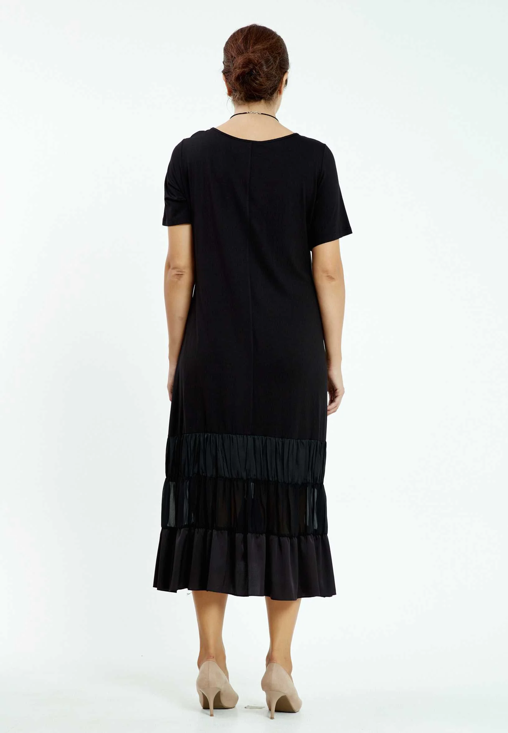 Short Sleeve Midi Lycra Column Plus Size Casual Dress ayb20y9558 - Image 2