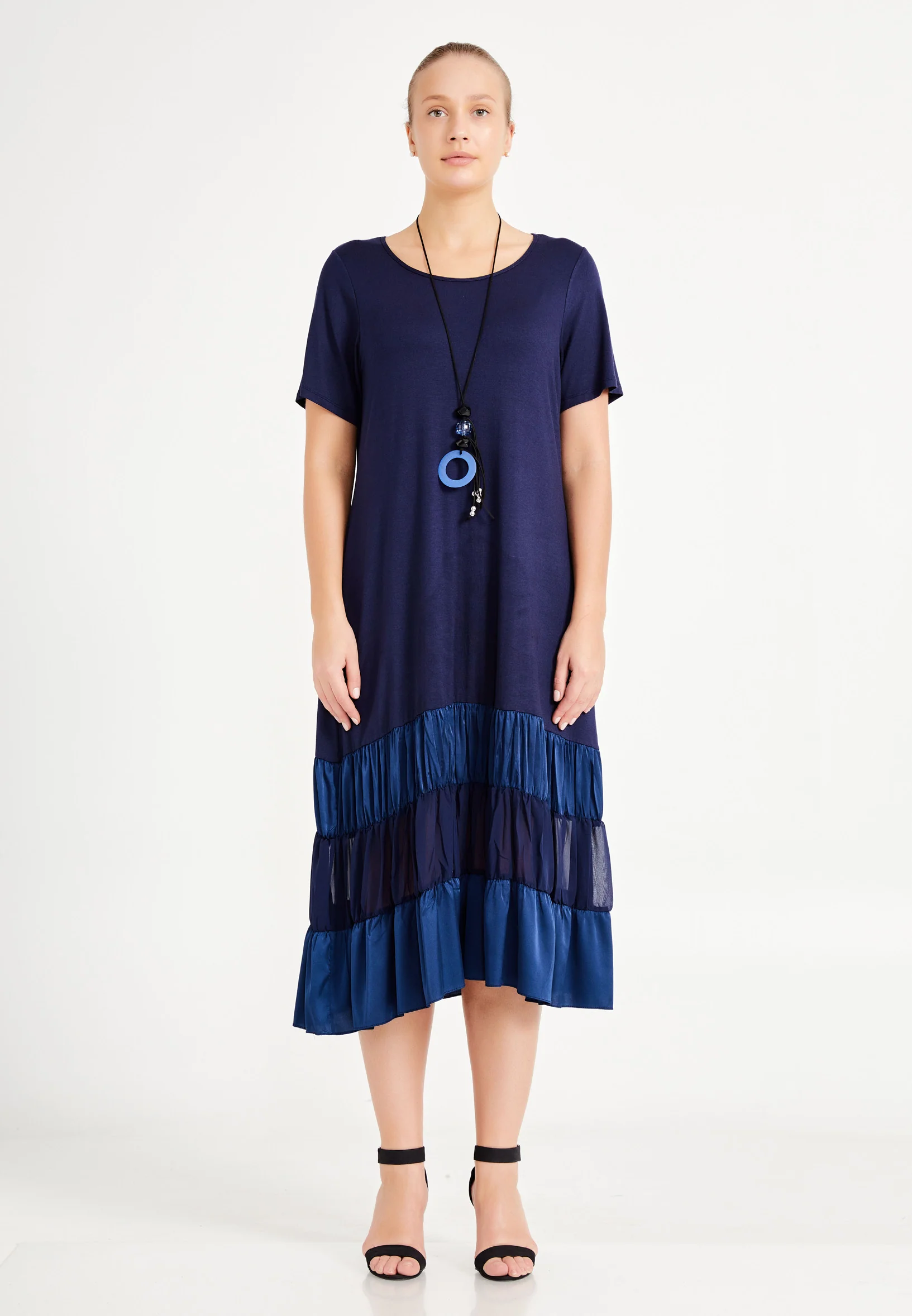 Short Sleeve Midi Lycra Column Plus Size Casual Dress ayb20y9558 - Image 5