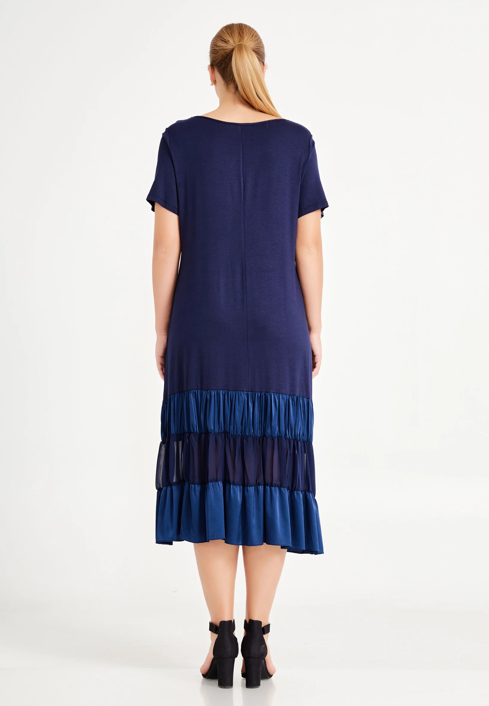 Short Sleeve Midi Lycra Column Plus Size Casual Dress ayb20y9558 - Image 6