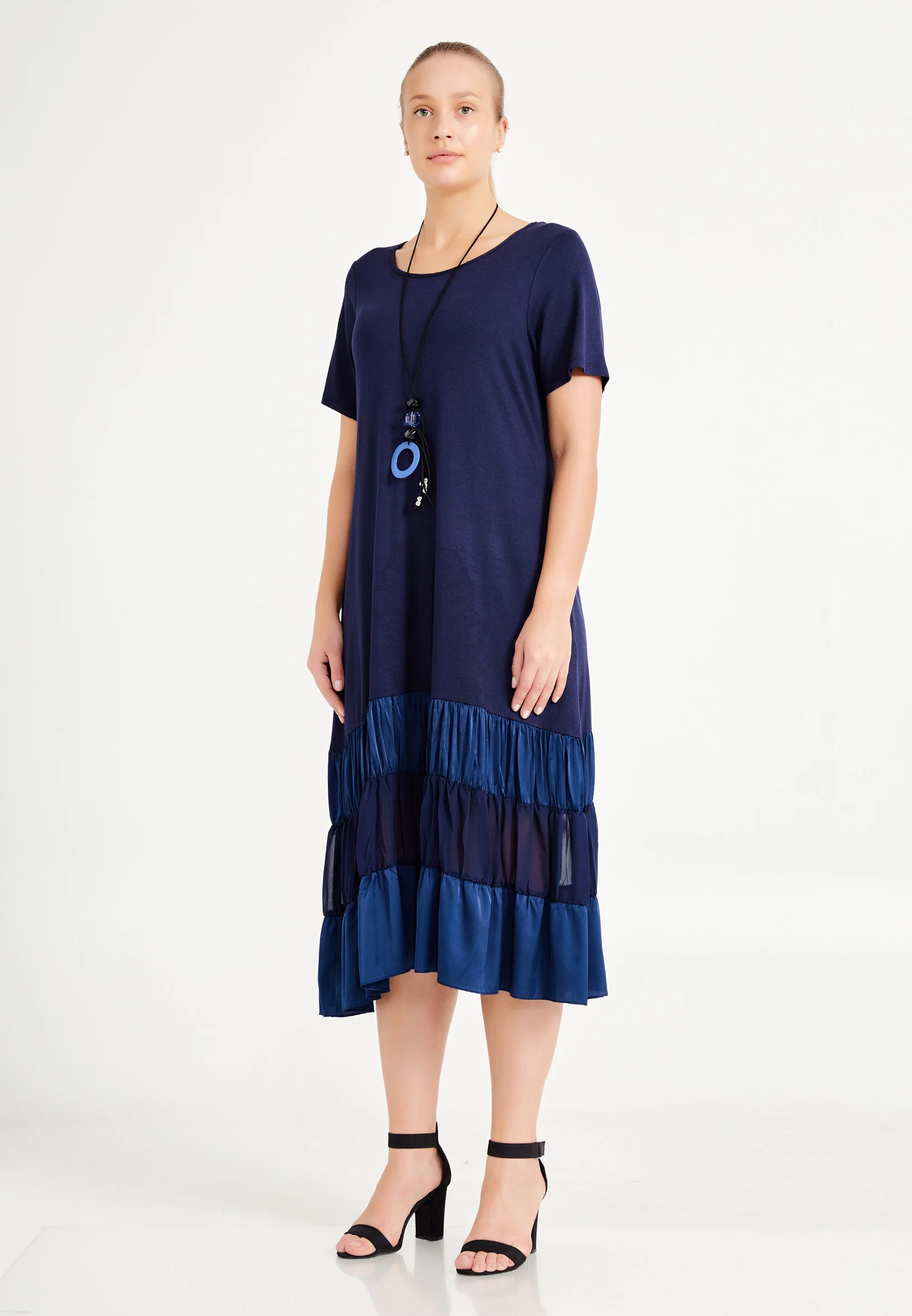 Short Sleeve Midi Lycra Column Plus Size Casual Dress ayb20y9558 - Image 7