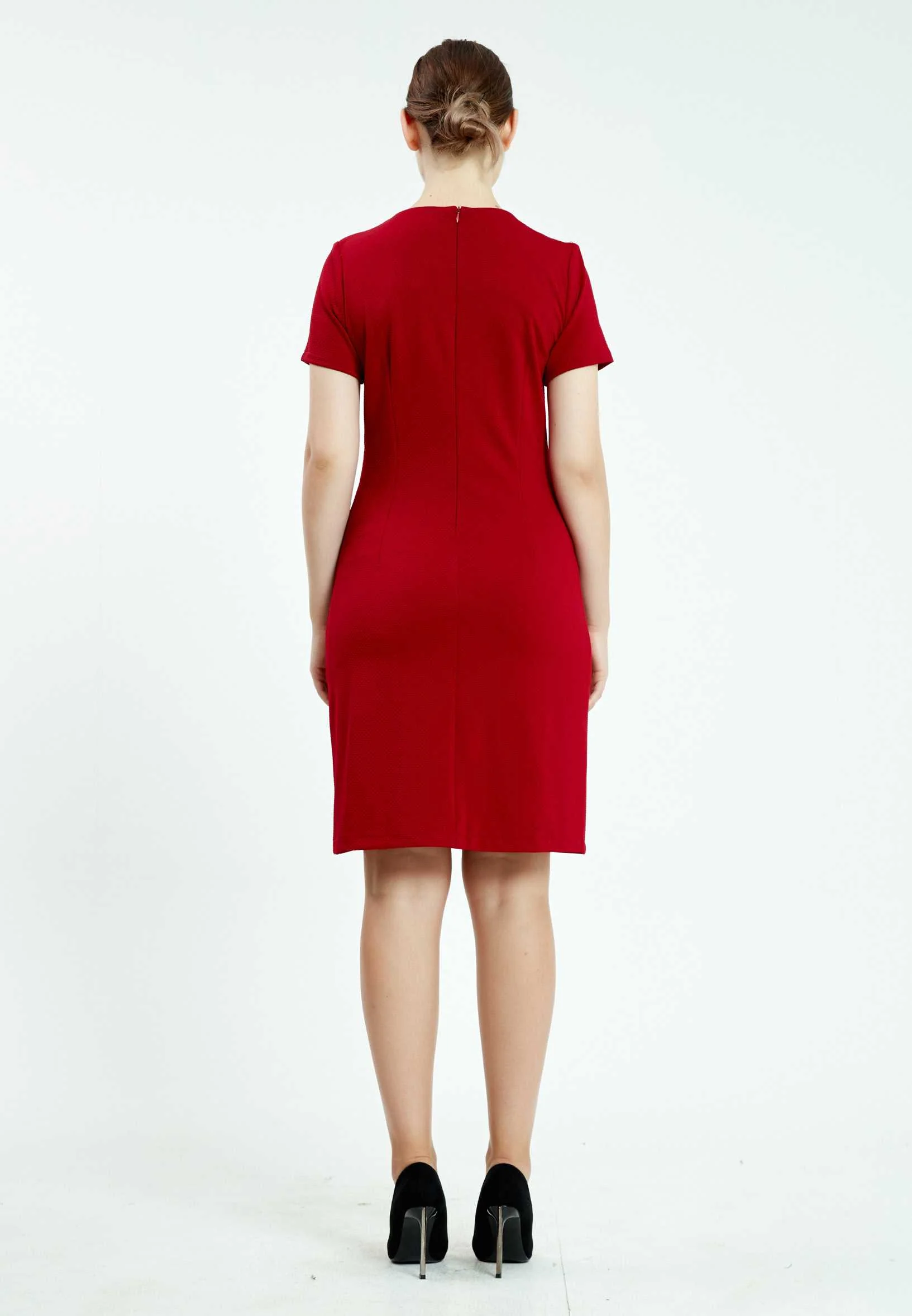 Short Sleeve Midi Lycra Column Regular Casual Dress ser18271 - Image 14