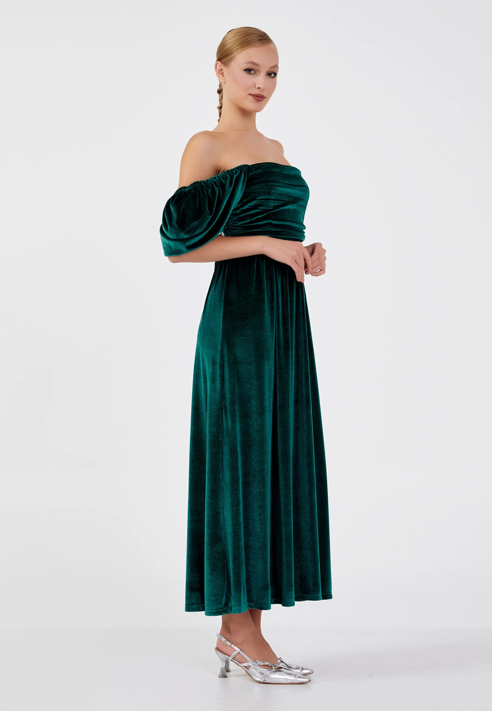 Short Sleeve Midi Velvet Column Regular Casual Dress ber23k5110 - Image 7