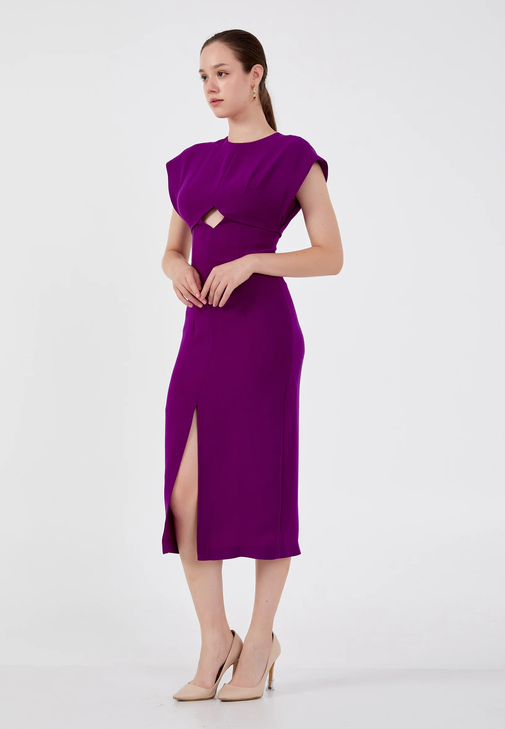 Short Sleeve Midi Viscose Column Regular Casual Dress ber23k5119 - Image 3