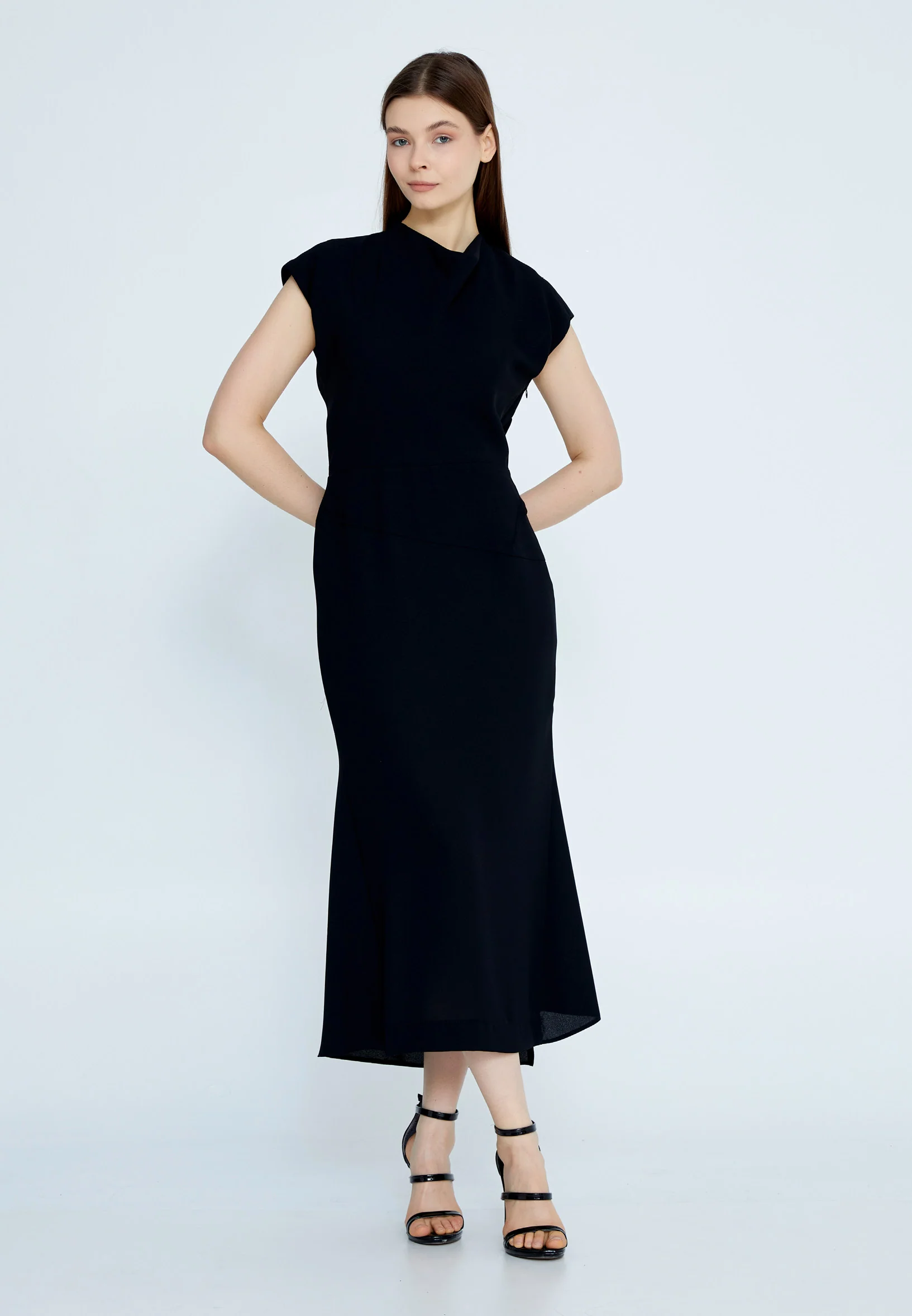 Short Sleeve Midi Viscose Column Regular Casual Dress kmy24y40401