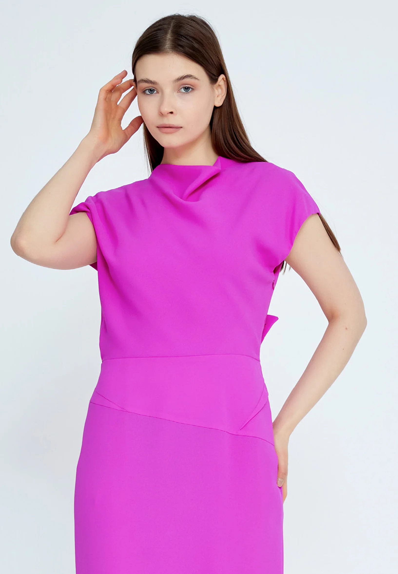 Short Sleeve Midi Viscose Column Regular Casual Dress kmy24y40401 - Image 10