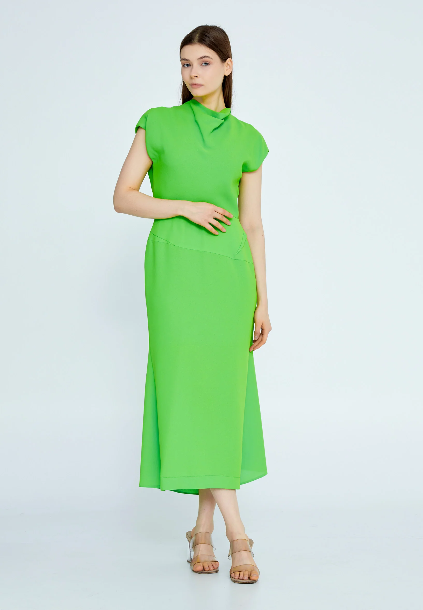 Short Sleeve Midi Viscose Column Regular Casual Dress kmy24y40401 - Image 11