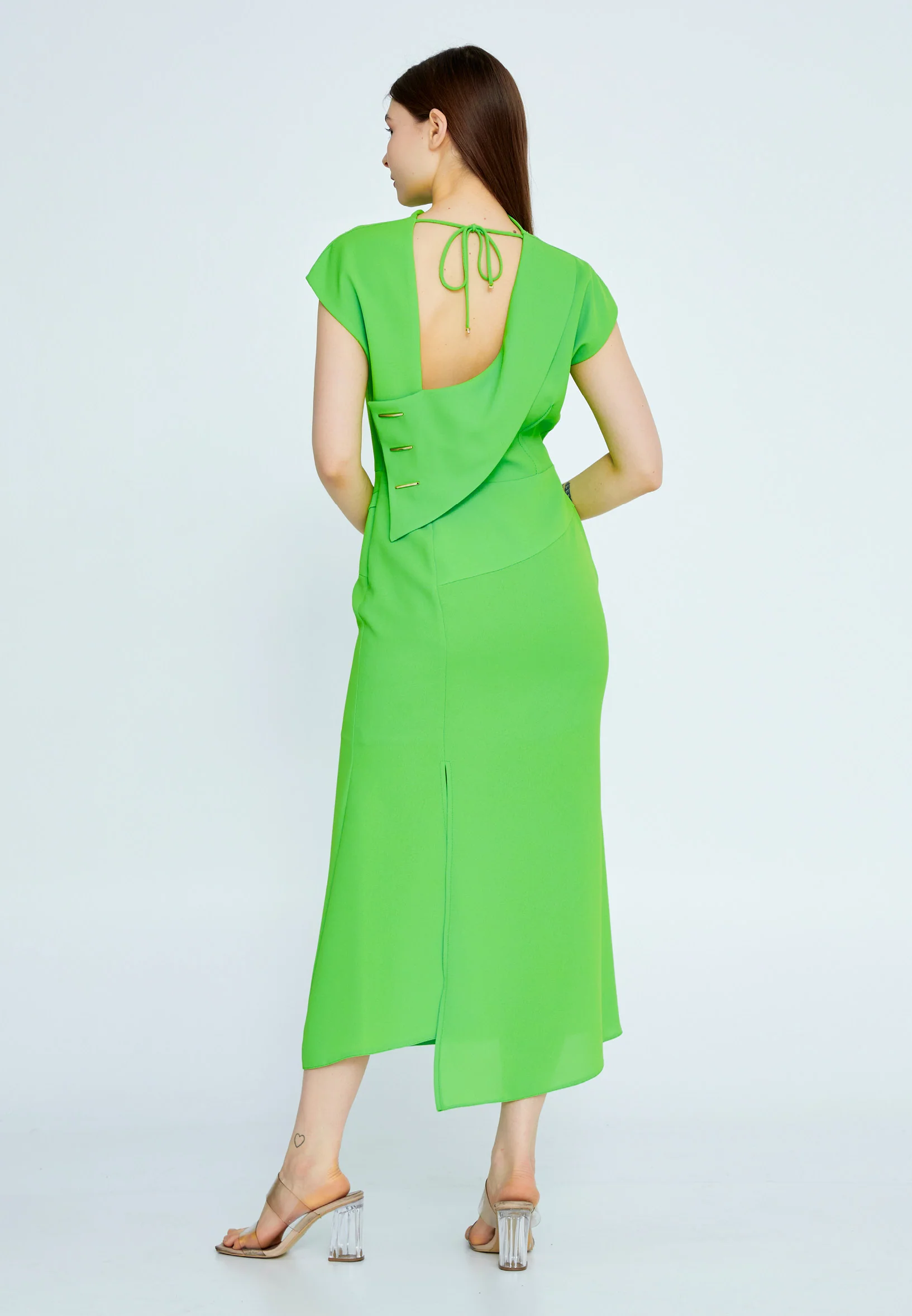 Short Sleeve Midi Viscose Column Regular Casual Dress kmy24y40401 - Image 12