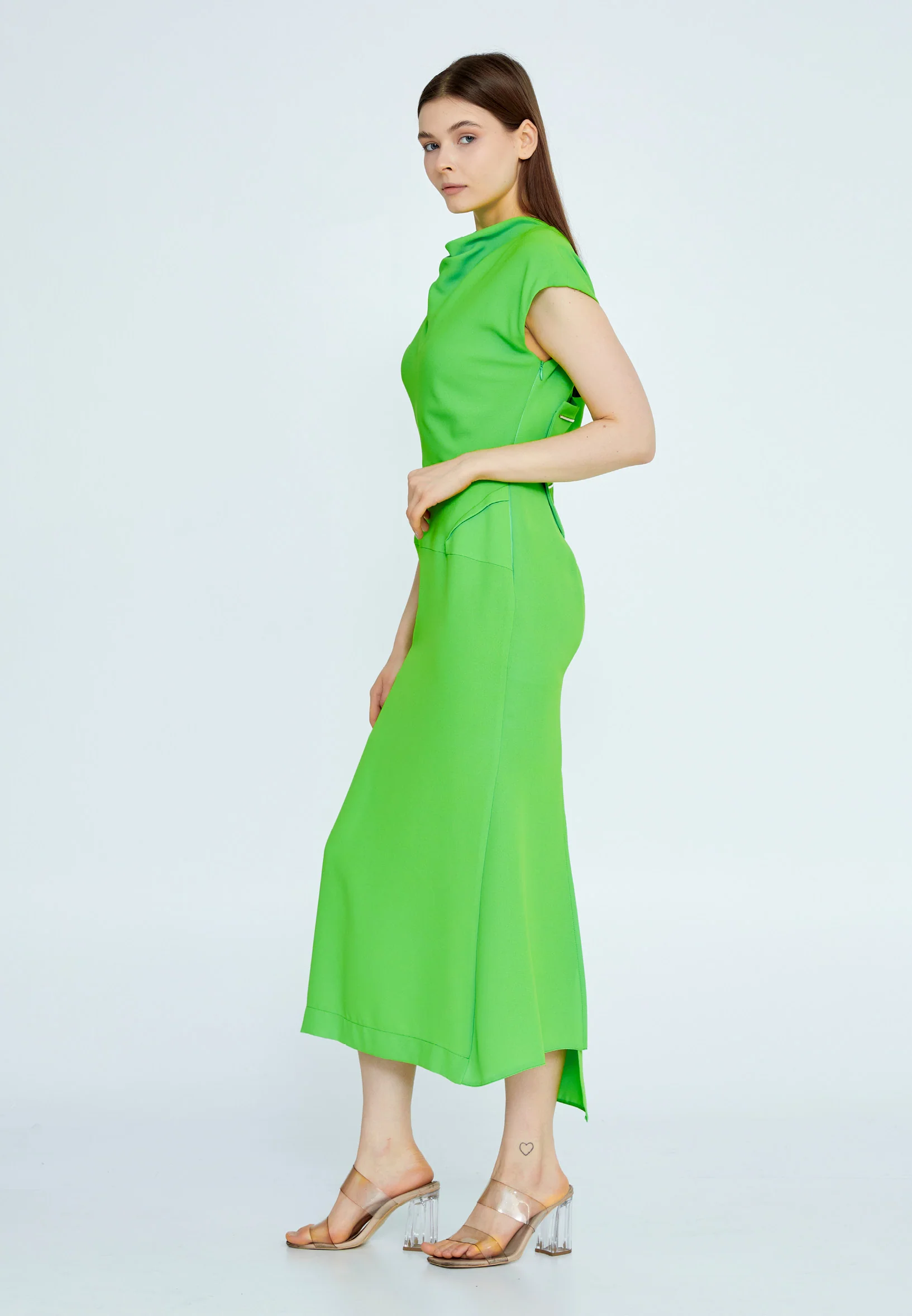 Short Sleeve Midi Viscose Column Regular Casual Dress kmy24y40401 - Image 13
