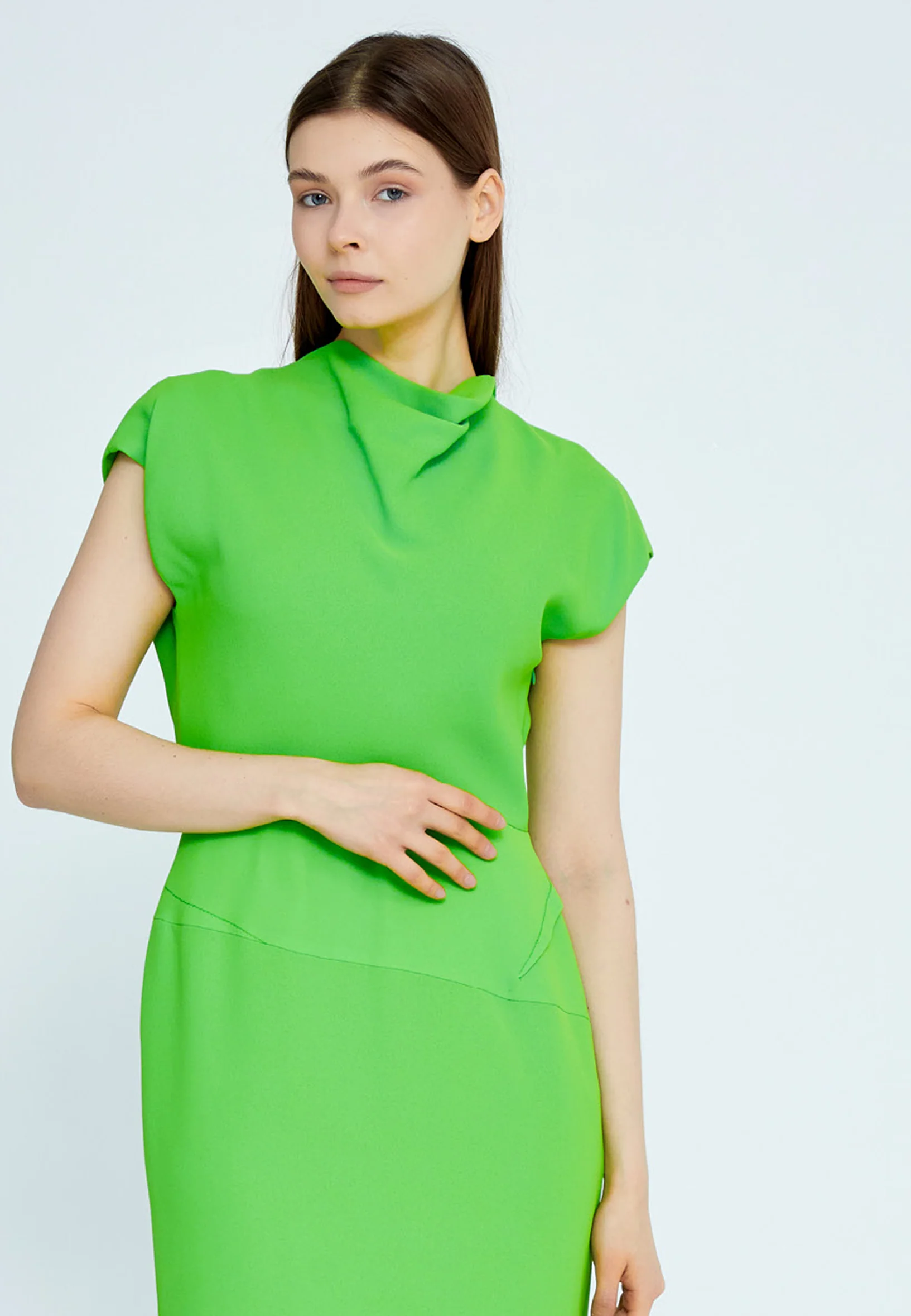 Short Sleeve Midi Viscose Column Regular Casual Dress kmy24y40401 - Image 14