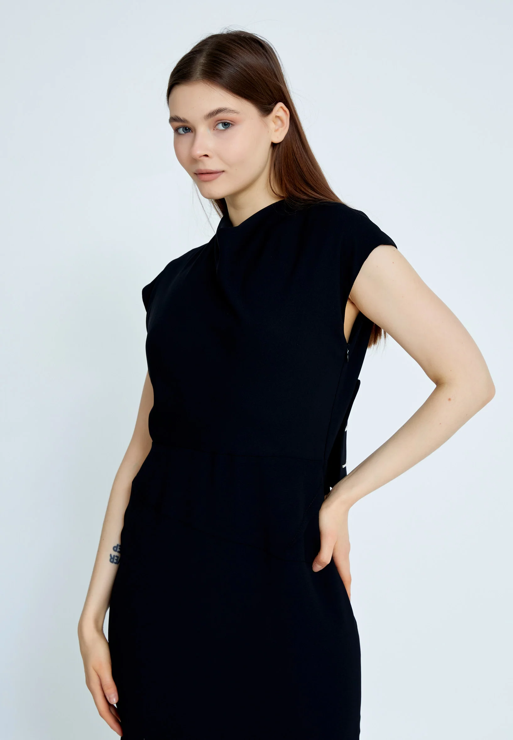 Short Sleeve Midi Viscose Column Regular Casual Dress kmy24y40401 - Image 6
