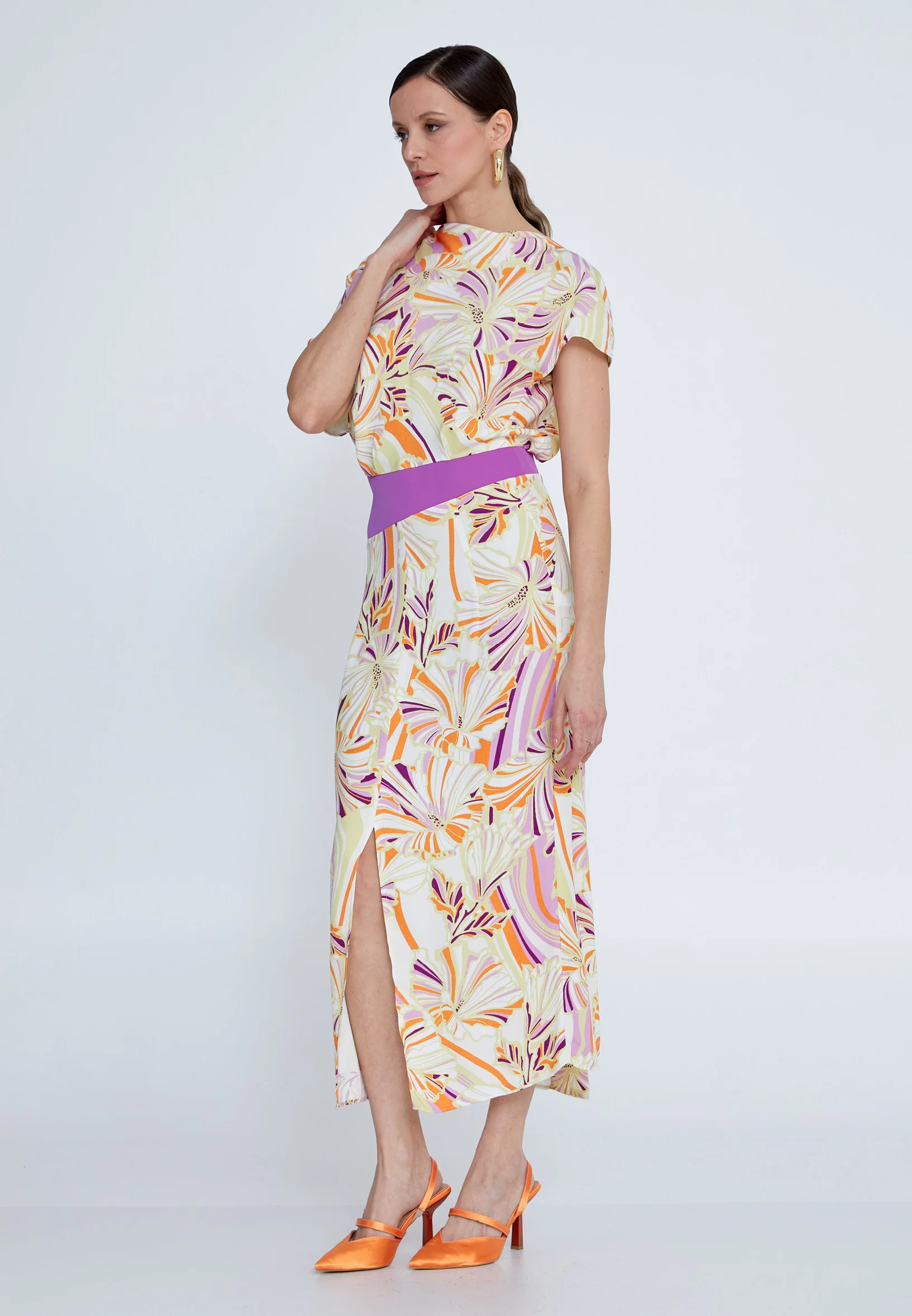 Short Sleeve Midi Viscose Column Regular Casual Dress kmy24y40474 - Image 3