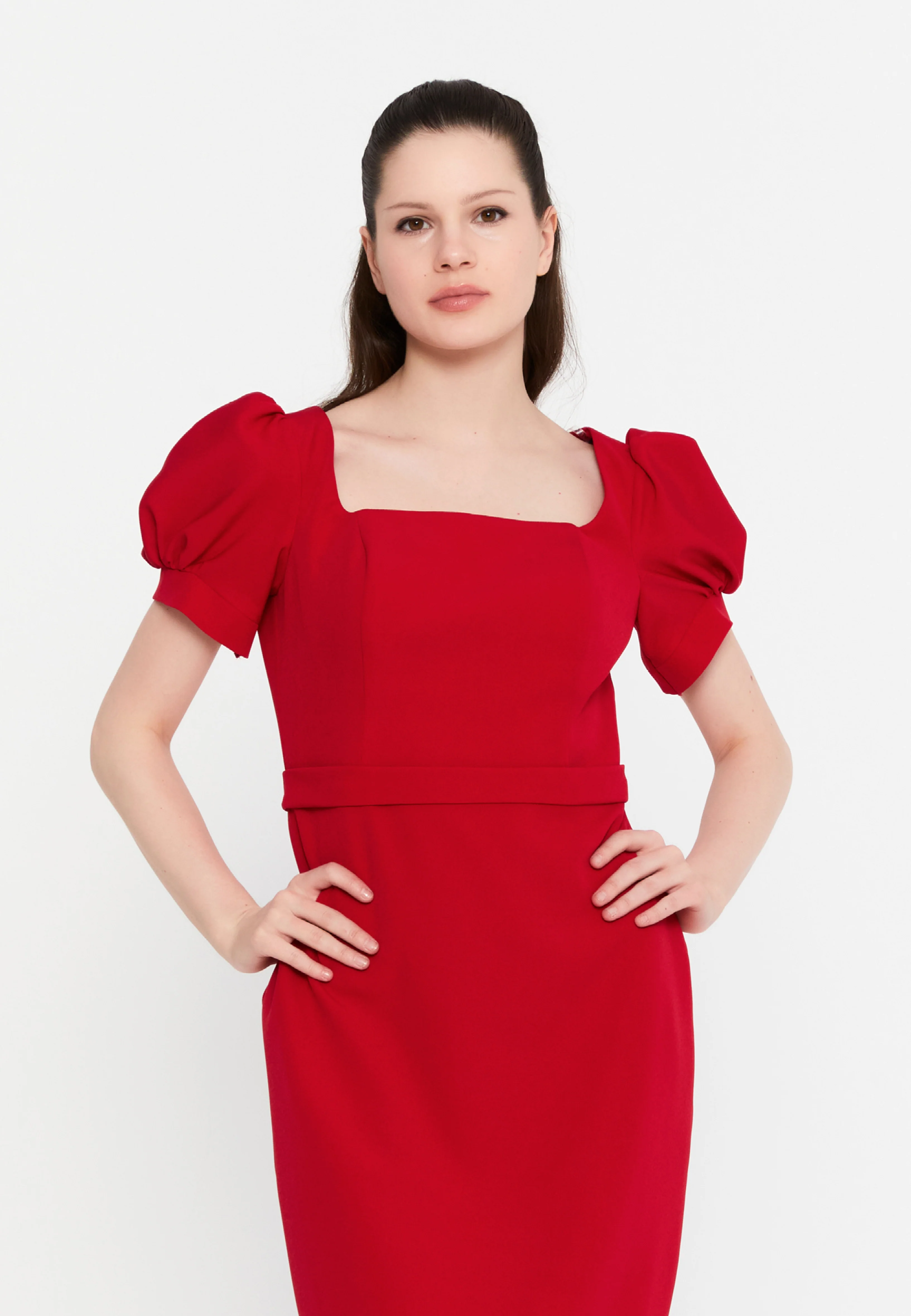 Short Sleeve Midi Viscose Column Regular Evening Dress aln1898 - Image 12