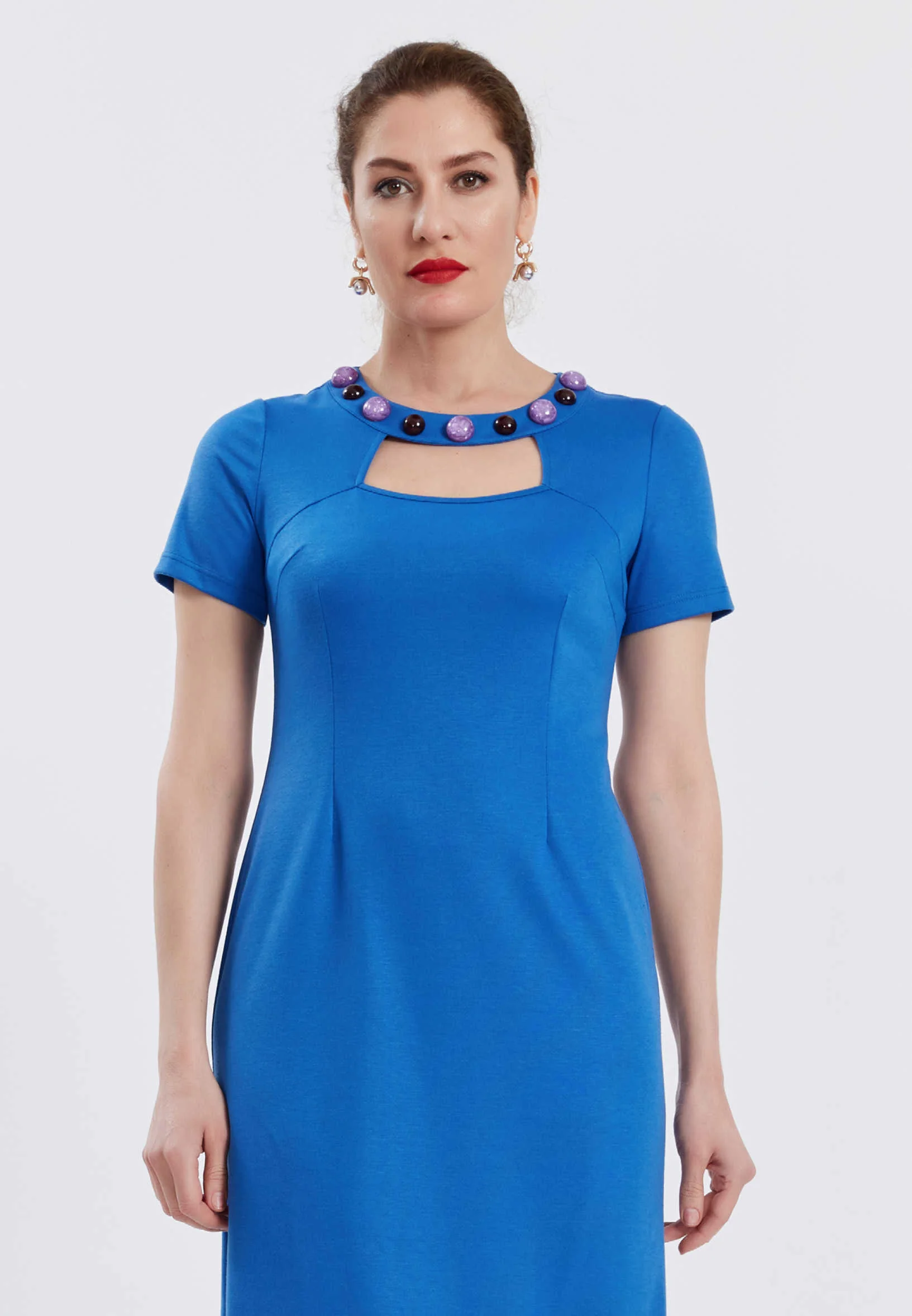 Short Sleeve Mini Crepe Column Regular Casual Dress bdr213517-1 - Image 4