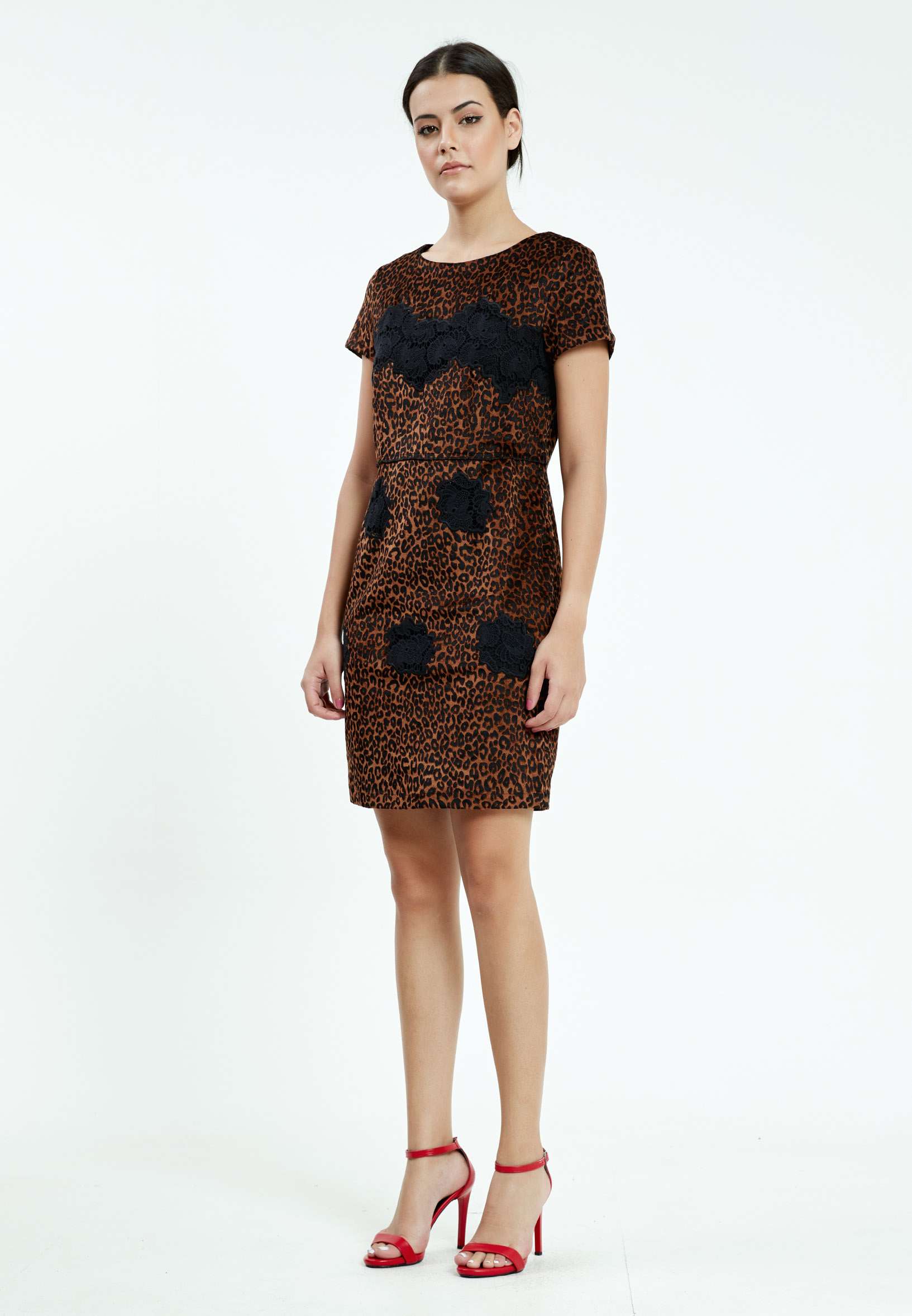 Short Sleeve Mini Crepe Column Regular Casual Dress ser17749 - Image 3