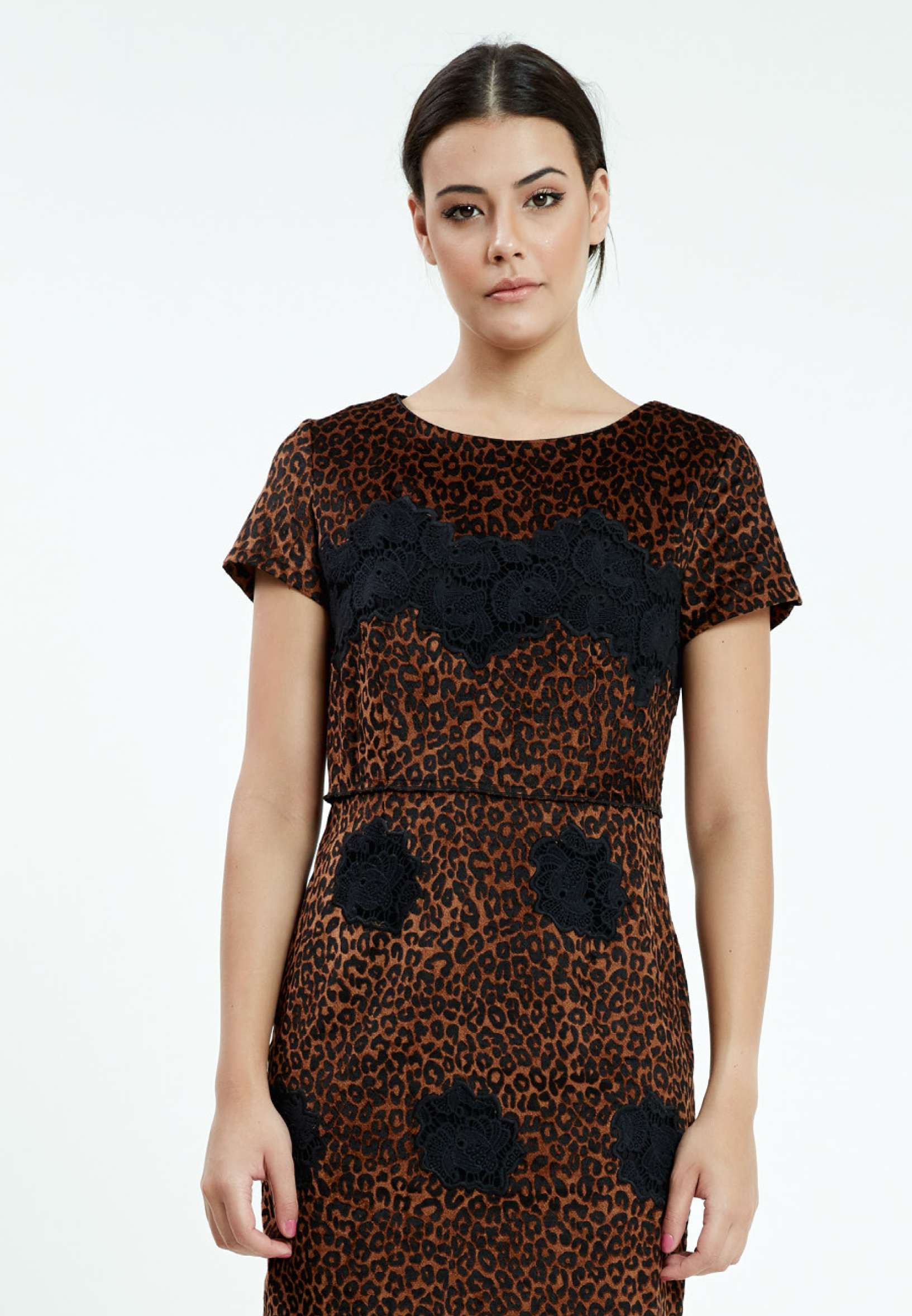 Short Sleeve Mini Crepe Column Regular Casual Dress ser17749 - Image 4