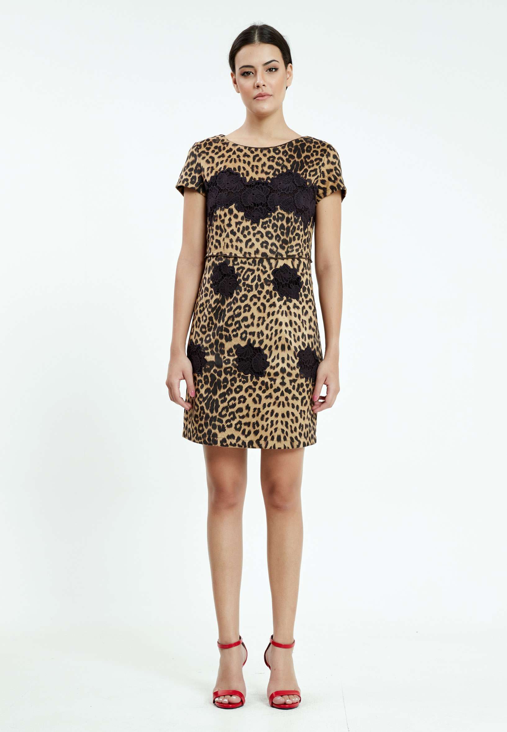 Short Sleeve Mini Crepe Column Regular Casual Dress ser17749 - Image 5