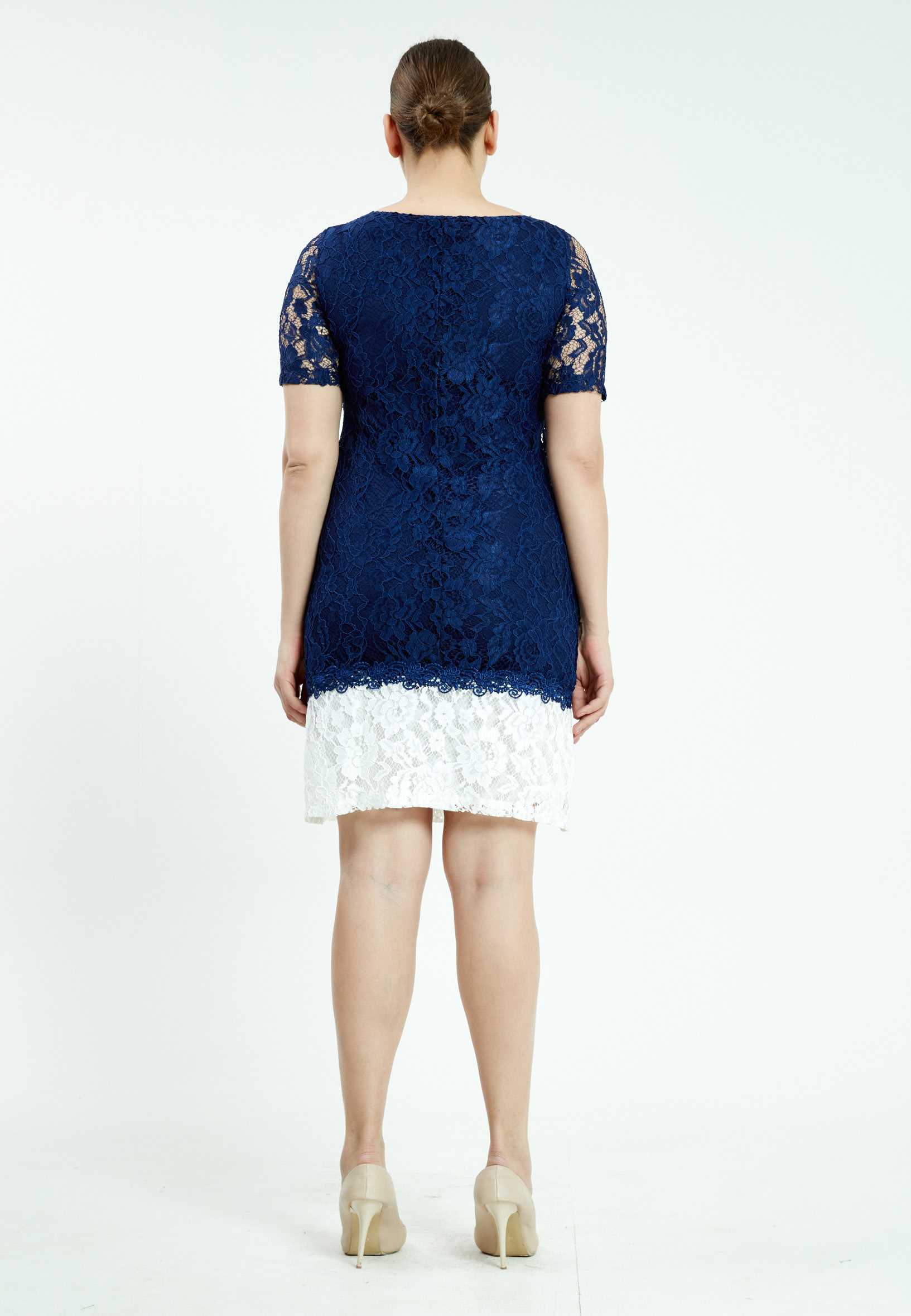 Short Sleeve Mini Lace Column Plus Size Casual Dress ayb6711 - Image 10