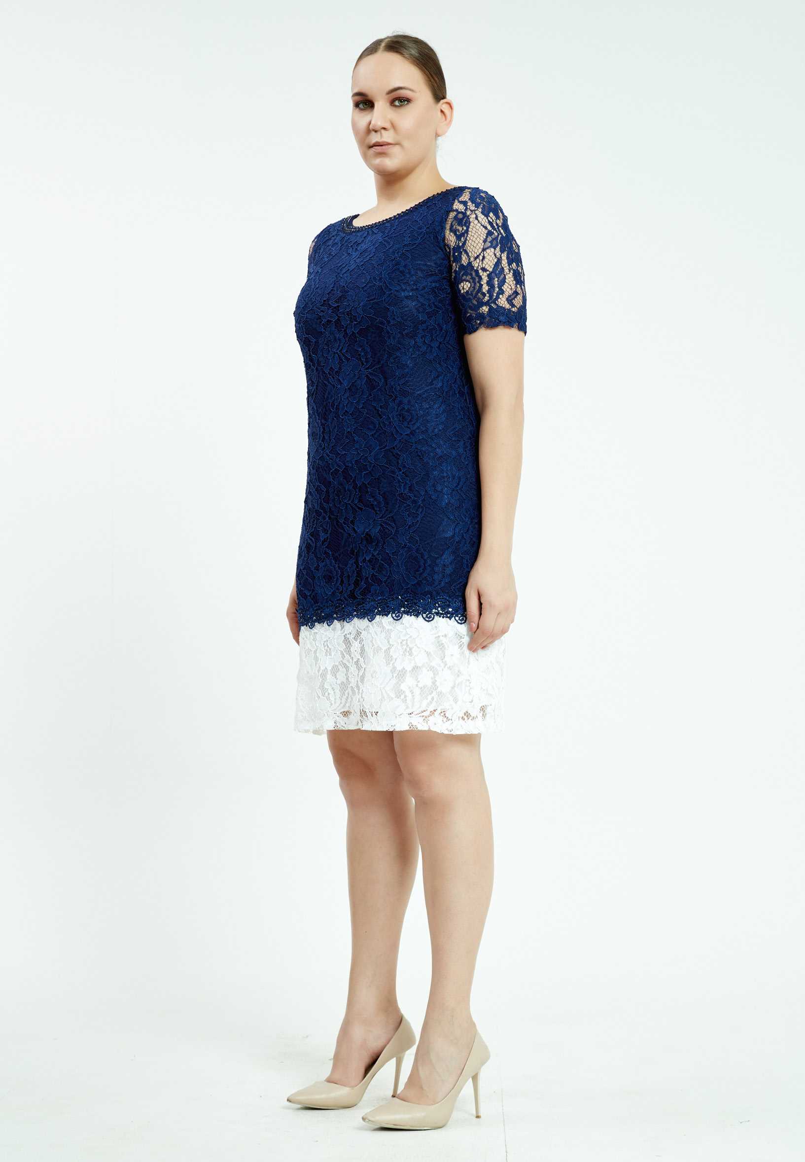 Short Sleeve Mini Lace Column Plus Size Casual Dress ayb6711 - Image 11