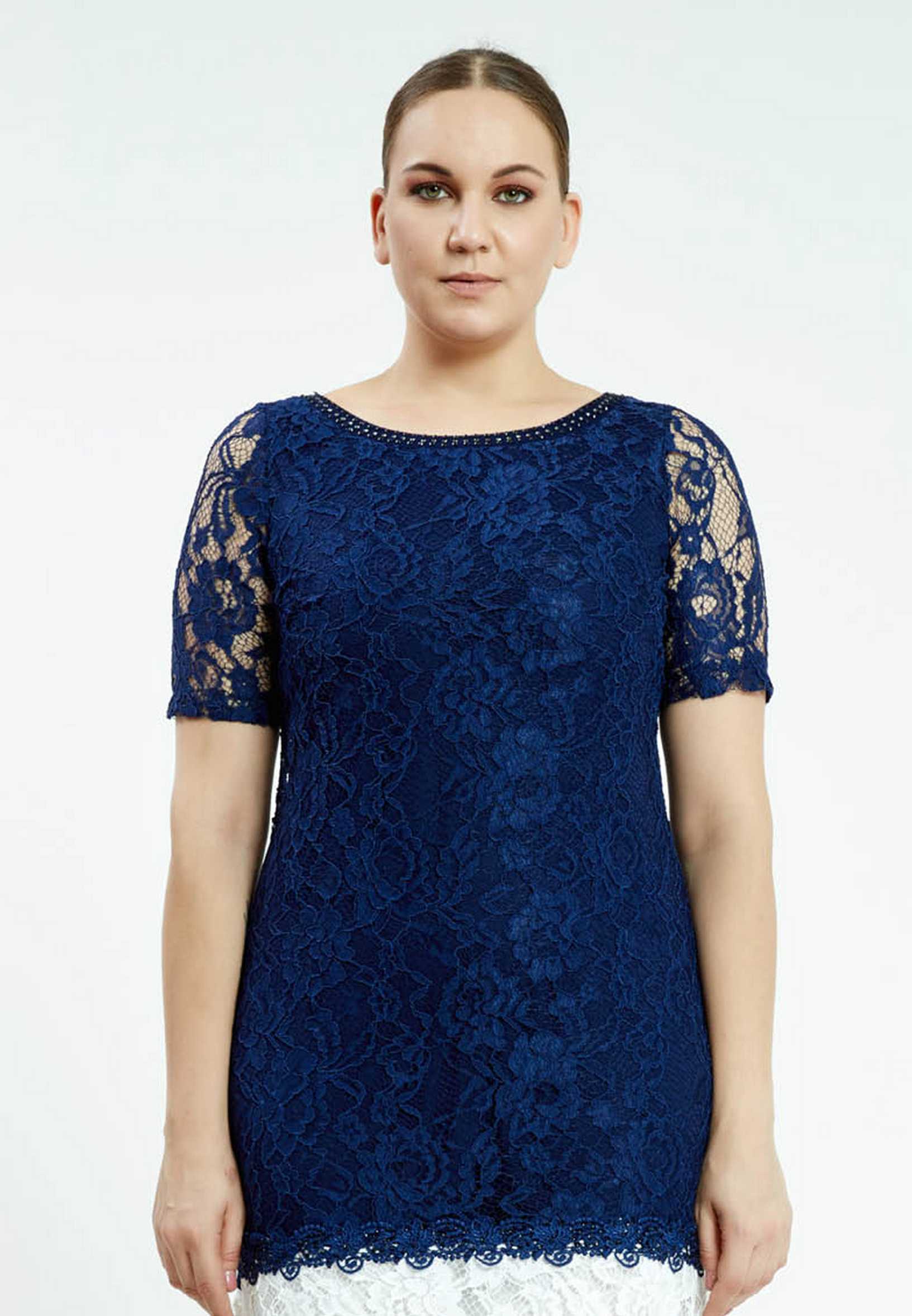 Short Sleeve Mini Lace Column Plus Size Casual Dress ayb6711 - Image 12