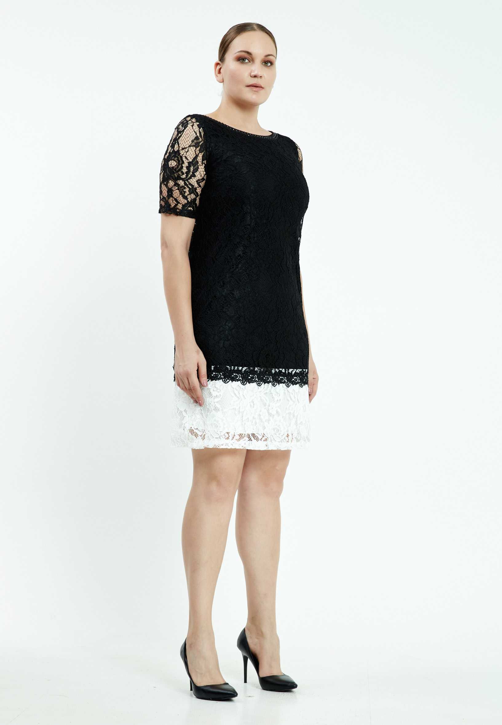 Short Sleeve Mini Lace Column Plus Size Casual Dress ayb6711 - Image 3