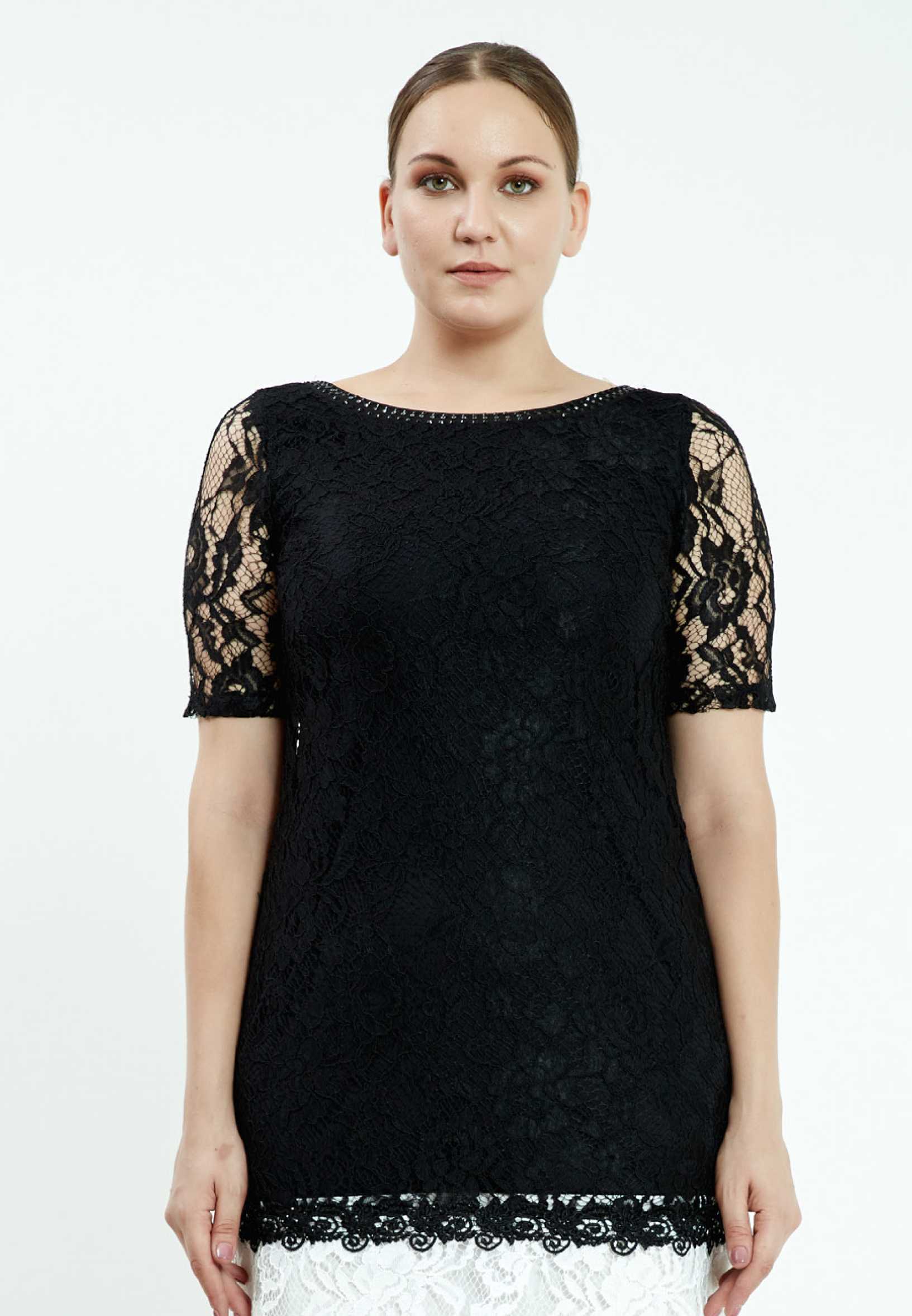 Short Sleeve Mini Lace Column Plus Size Casual Dress ayb6711 - Image 4