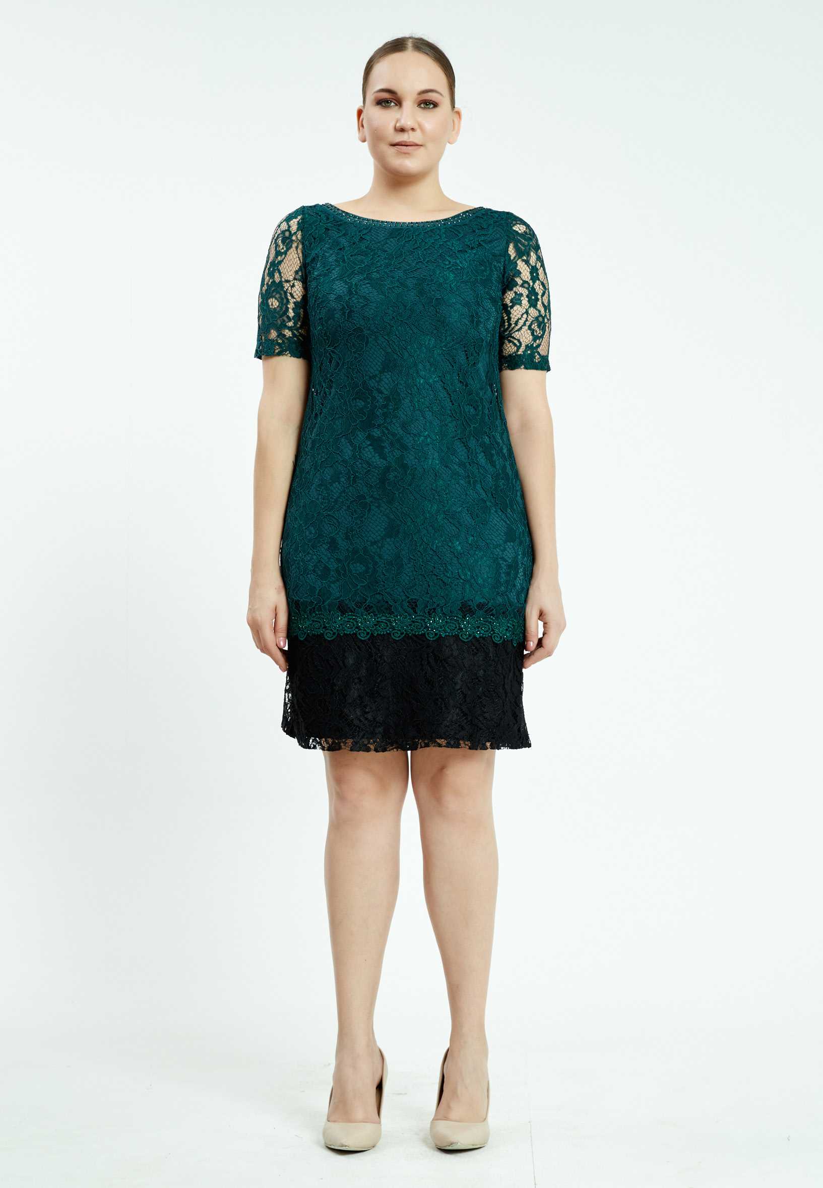Short Sleeve Mini Lace Column Plus Size Casual Dress ayb6711 - Image 5