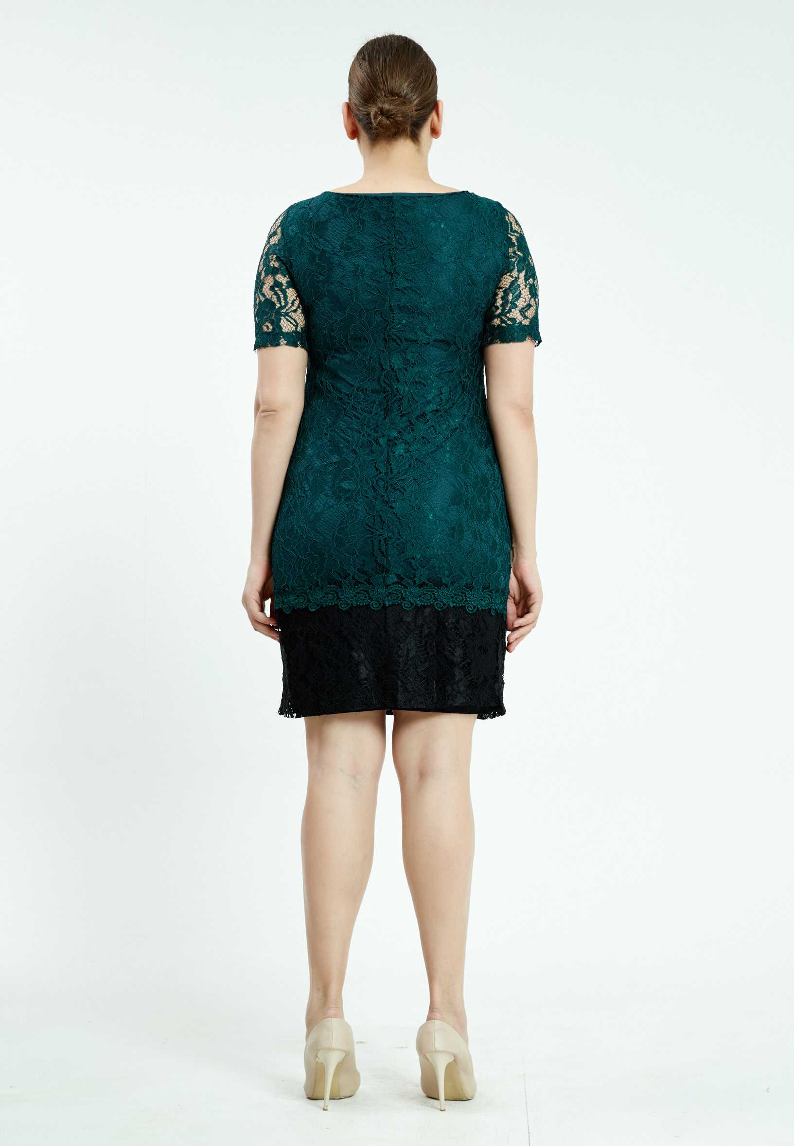 Short Sleeve Mini Lace Column Plus Size Casual Dress ayb6711 - Image 6