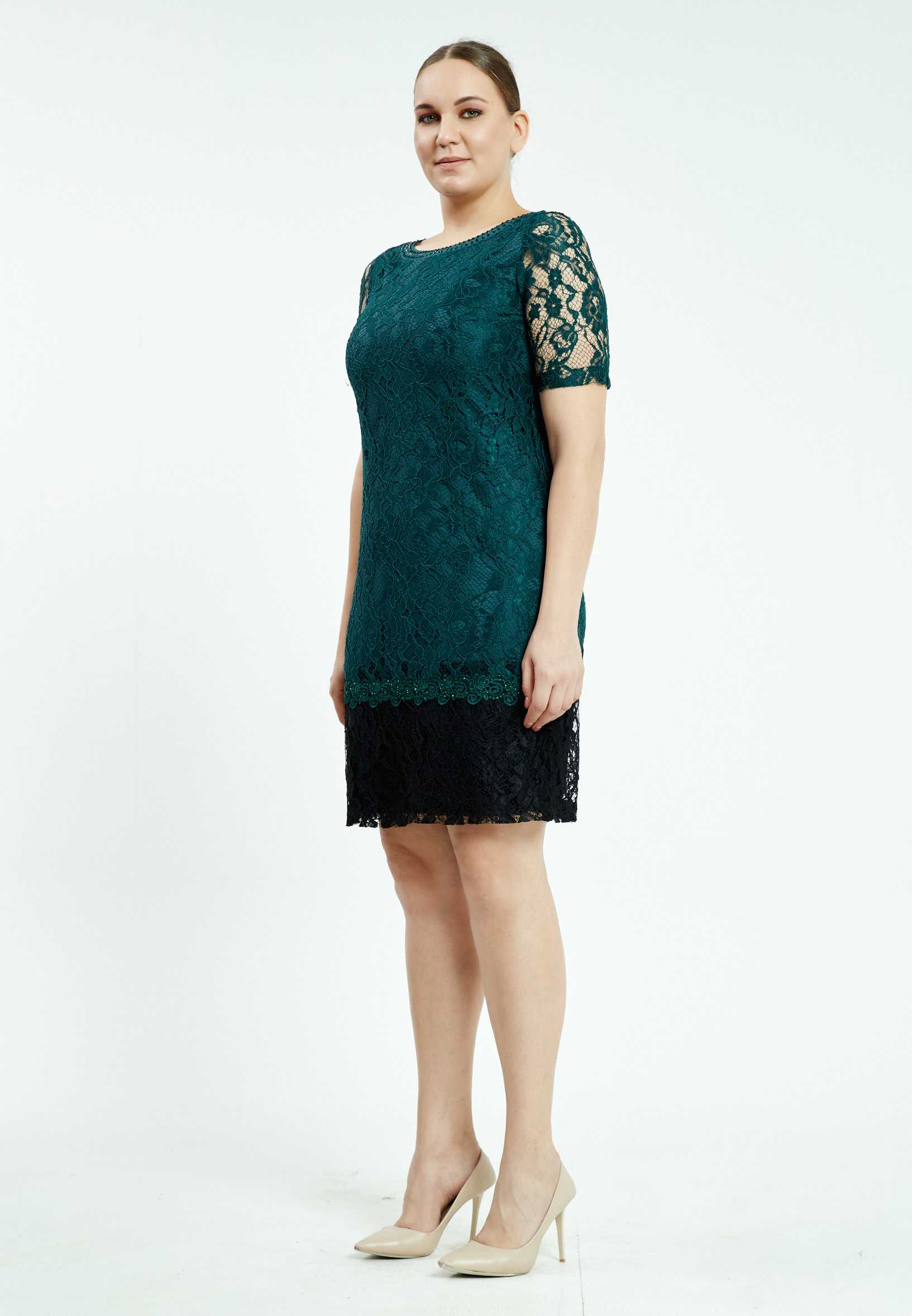 Short Sleeve Mini Lace Column Plus Size Casual Dress ayb6711 - Image 7