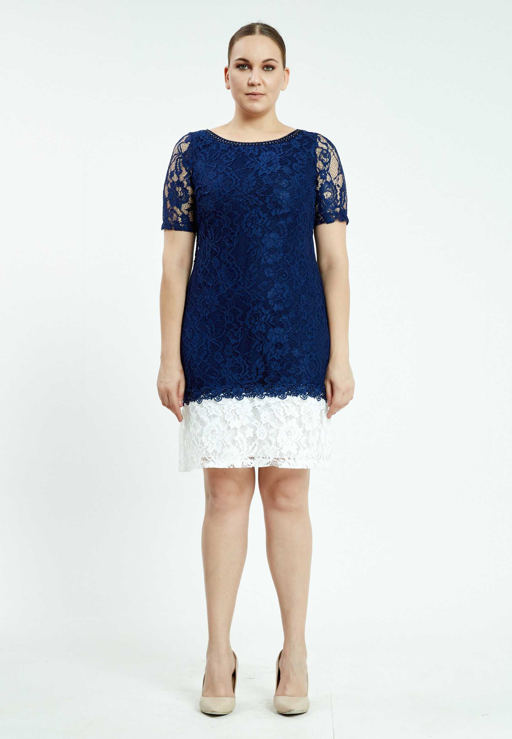 Short Sleeve Mini Lace Column Plus Size Casual Dress ayb6711 - Image 9