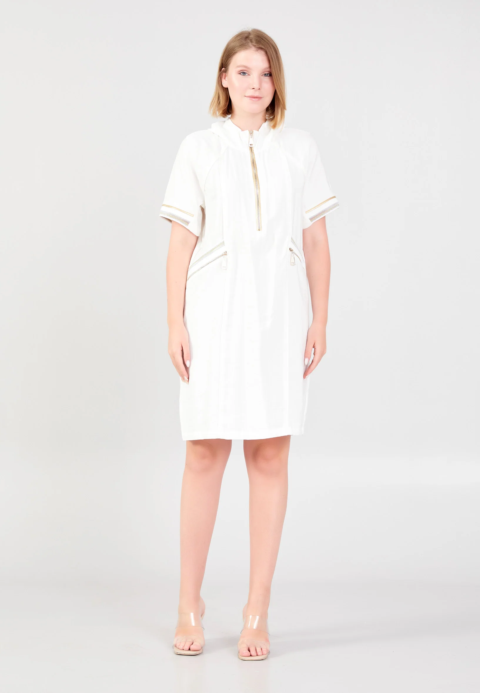 Short Sleeve Mini Linen Column Regular Casual Dress shu23sy02014 - Image 5