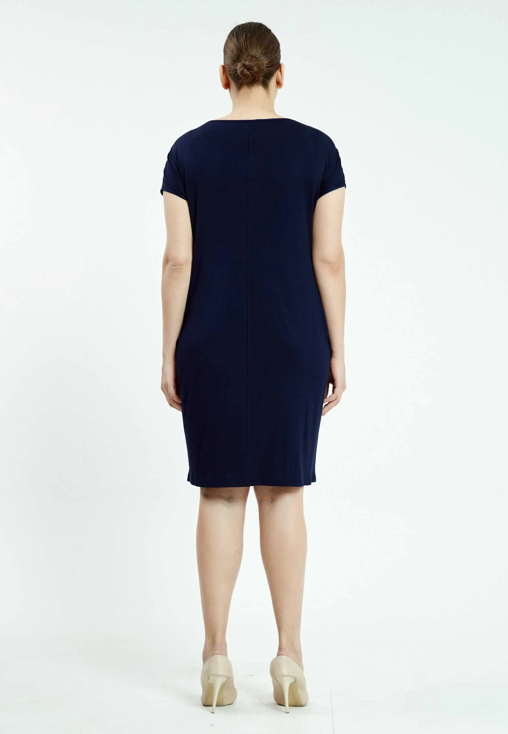 Short Sleeve Mini Lycra Column Plus Size Casual Dress ayb6678 - Image 2