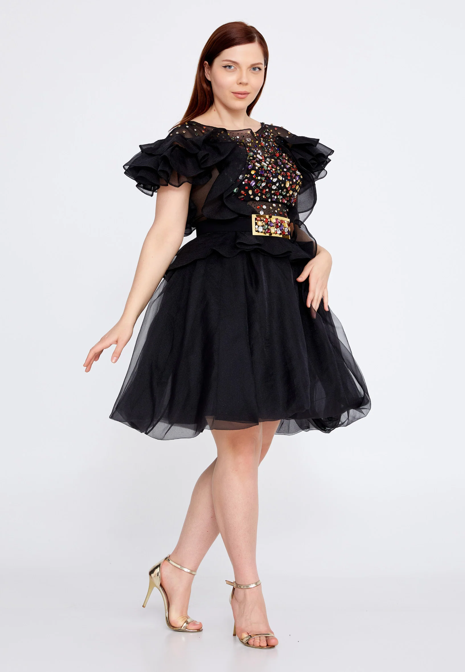 Short Sleeve Mini Polyester A - Line Plus Size Prom Dress crm22sel0818-b - Image 3