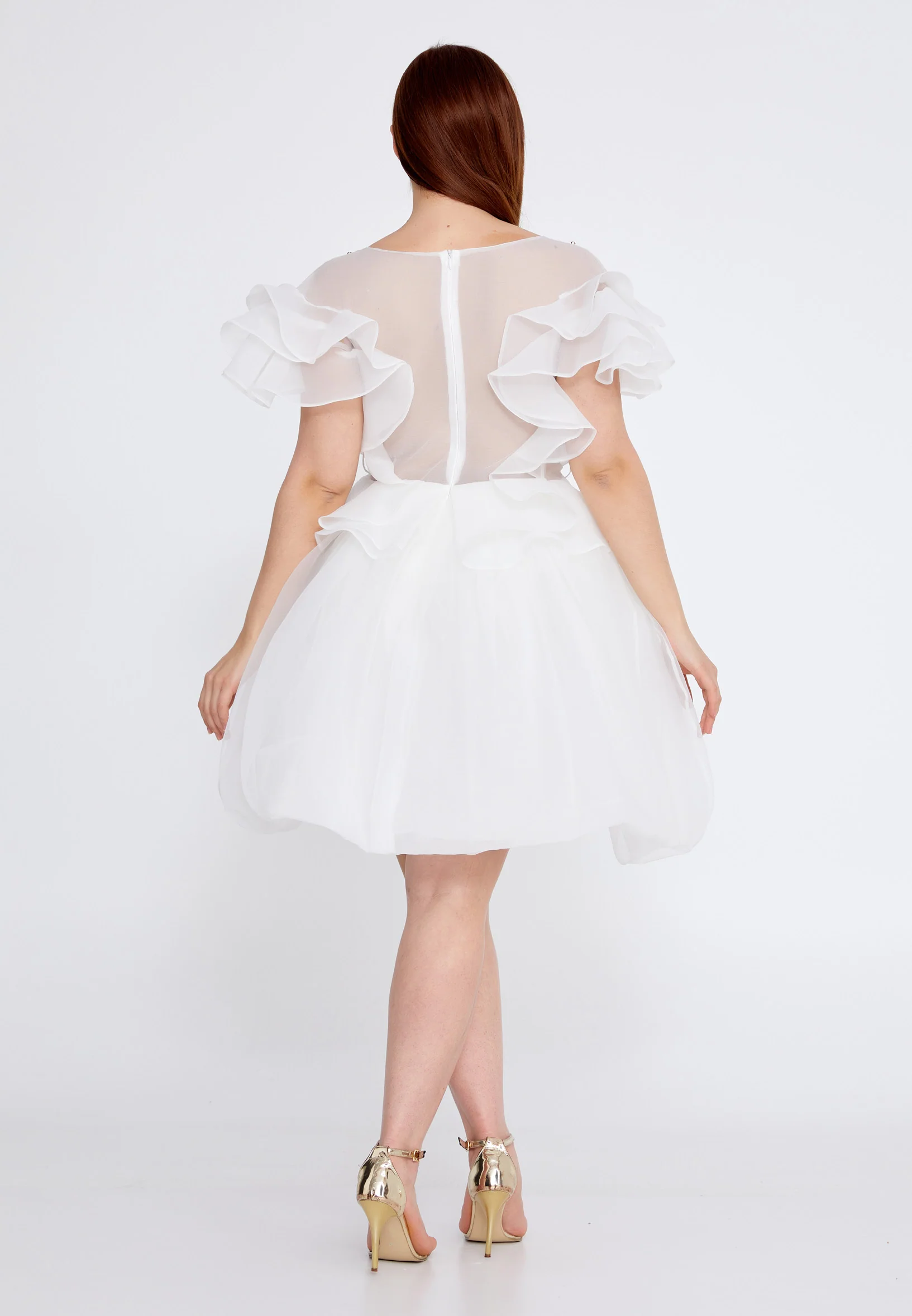 Short Sleeve Mini Polyester A - Line Plus Size Prom Dress crm22sel0818-b - Image 6