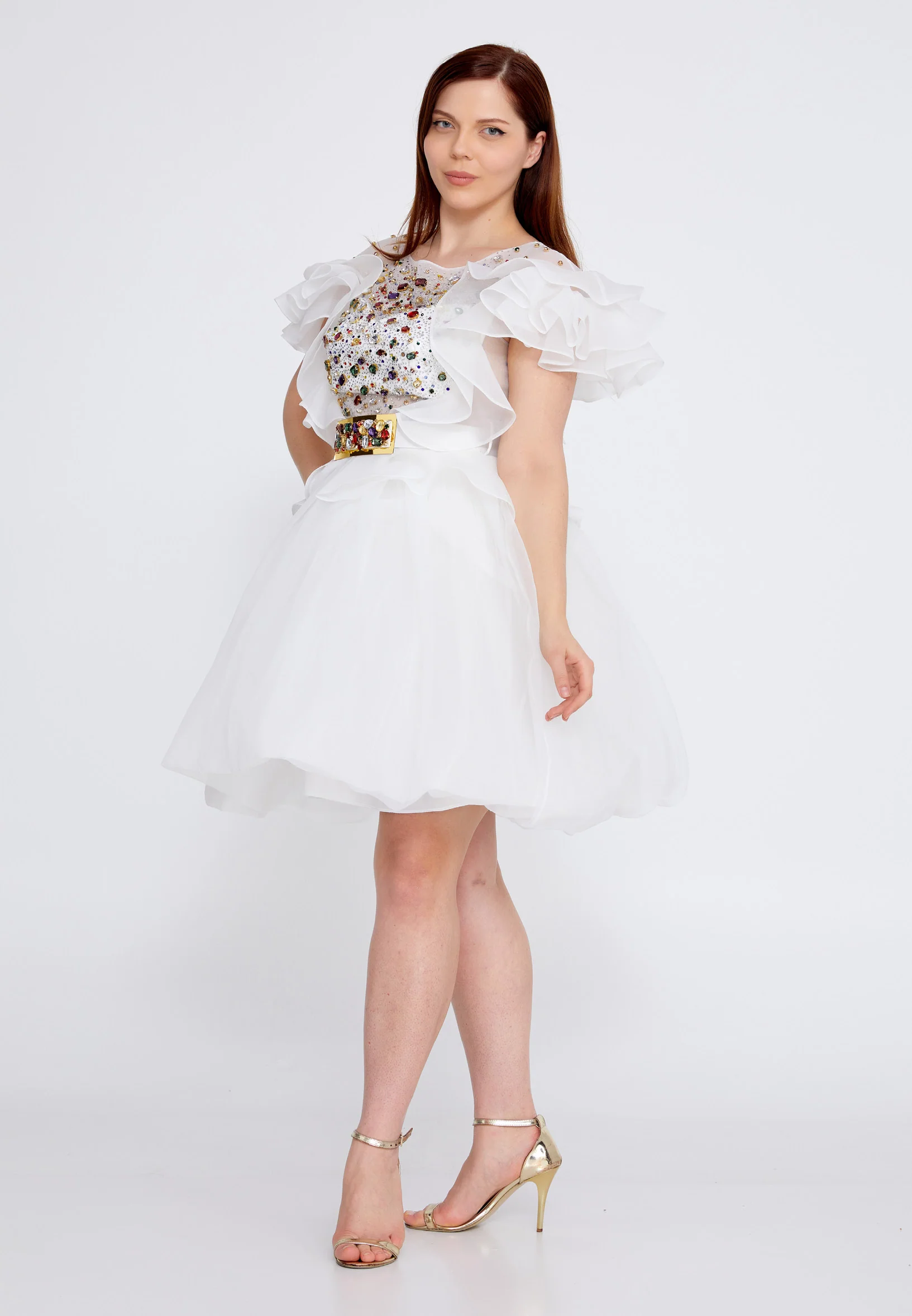 Short Sleeve Mini Polyester A - Line Plus Size Prom Dress crm22sel0818-b - Image 7