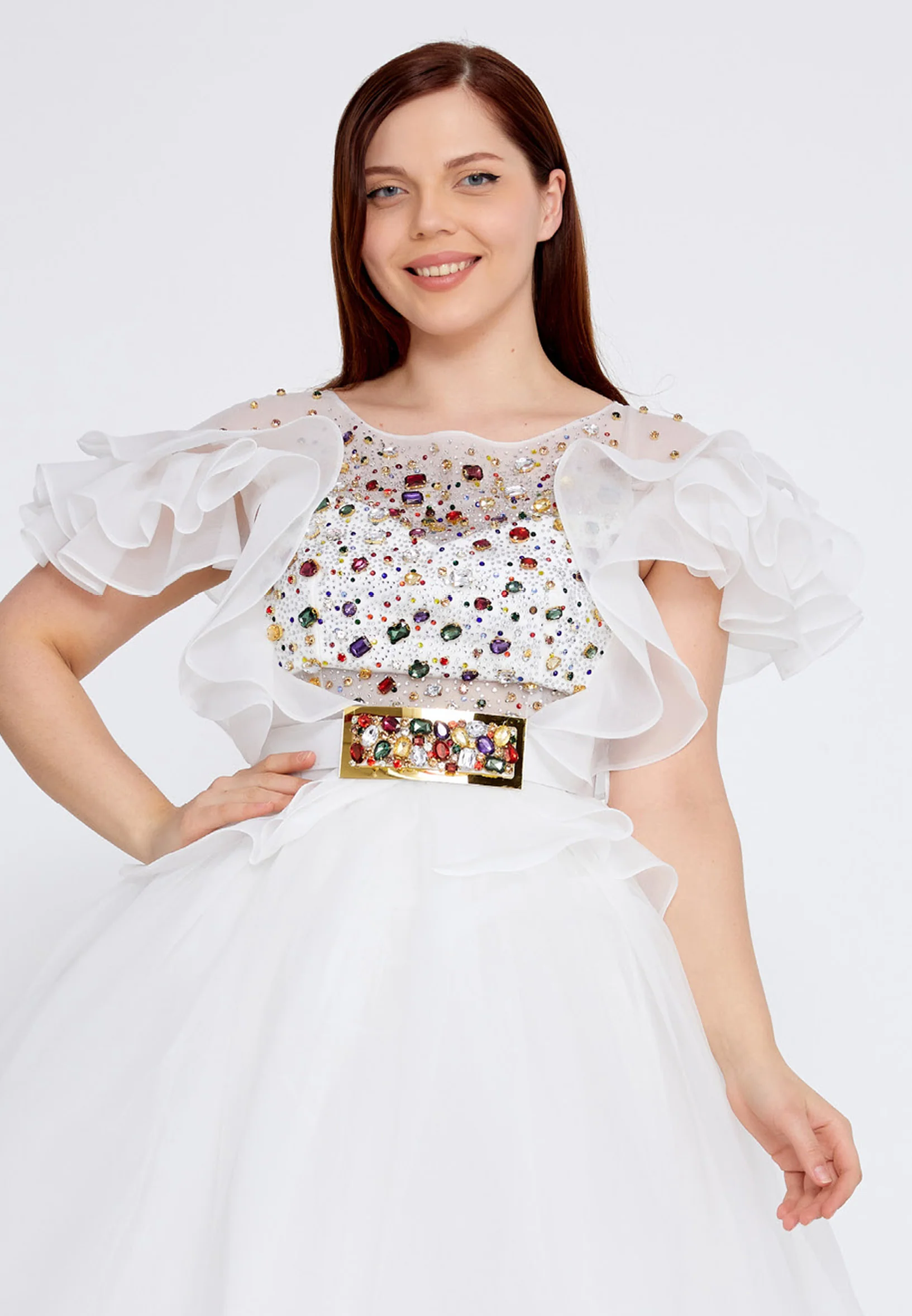 Short Sleeve Mini Polyester A - Line Plus Size Prom Dress crm22sel0818-b - Image 8
