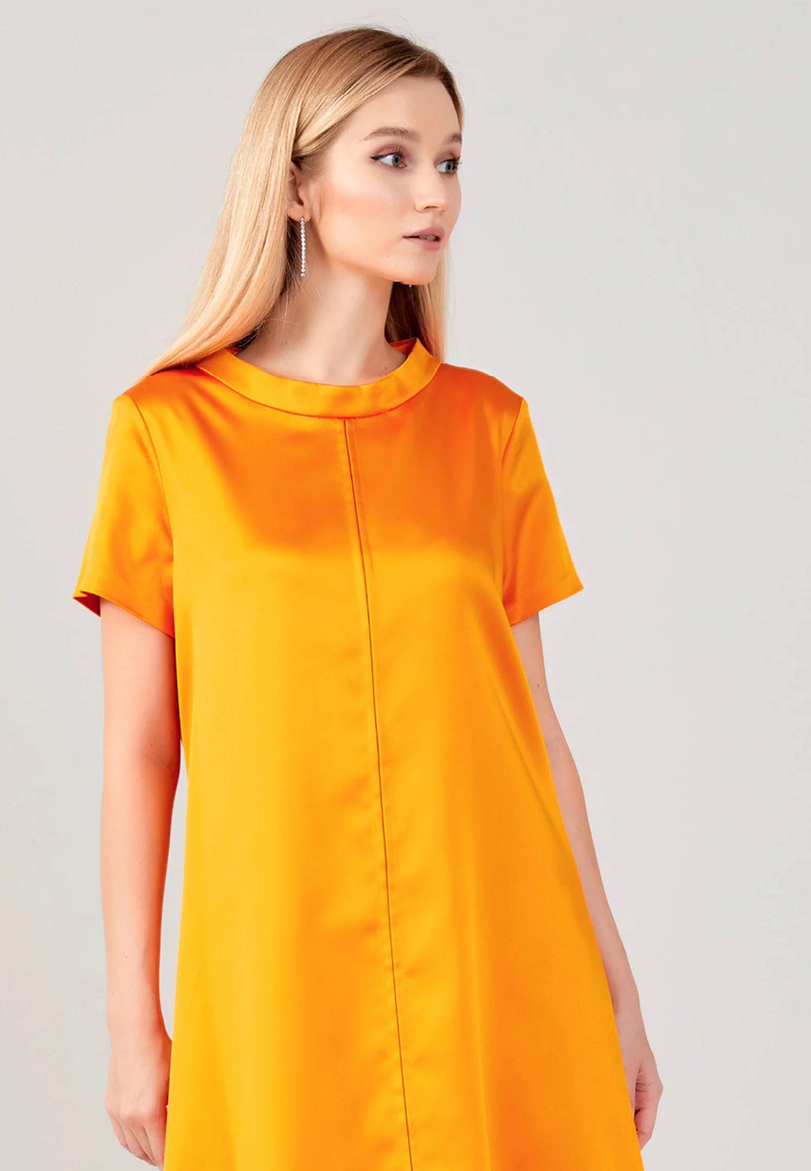 Short Sleeve Mini Satin Column Regular Evening Dress aja3710 - Image 12