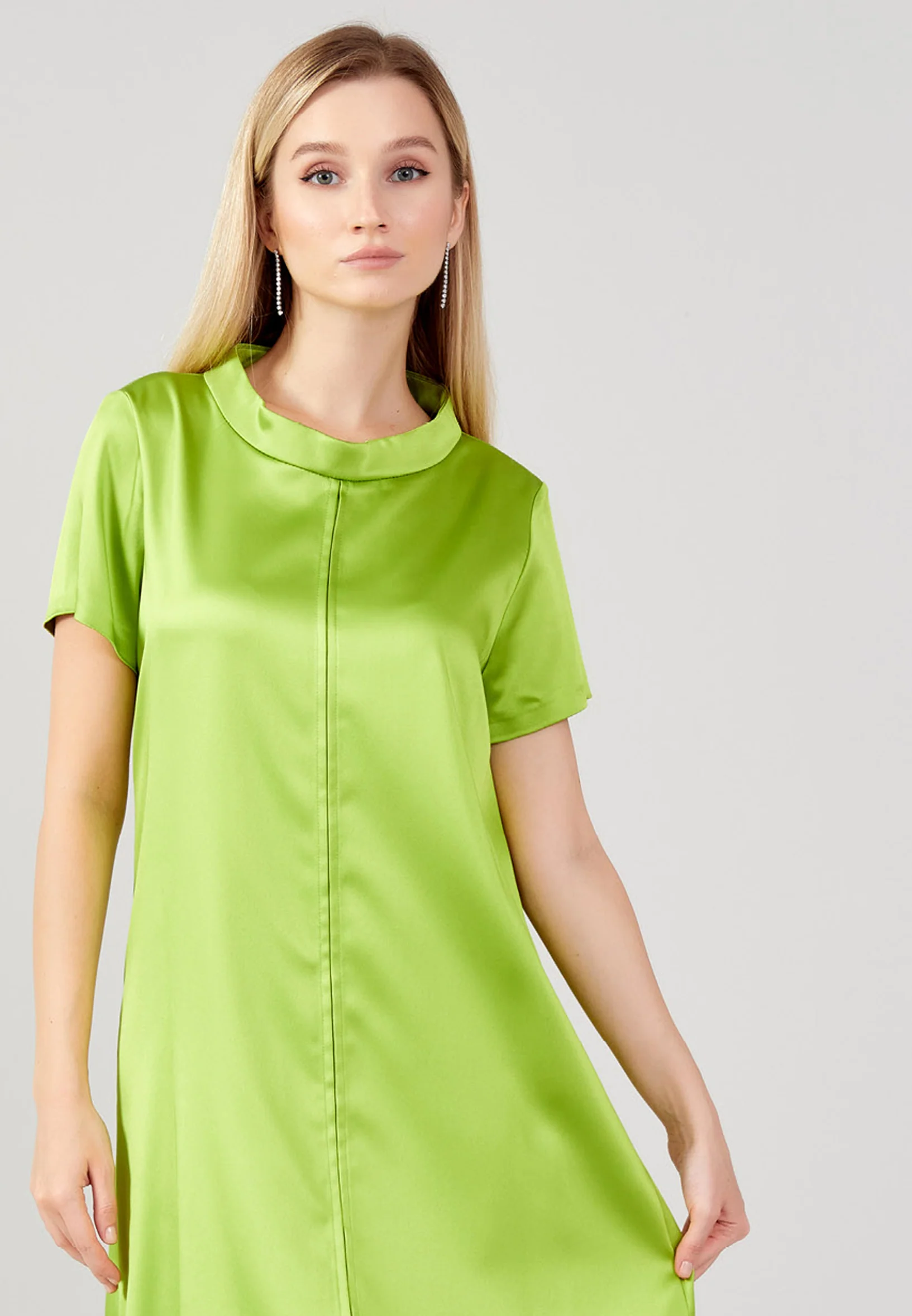 Short Sleeve Mini Satin Column Regular Evening Dress aja3710 - Image 8