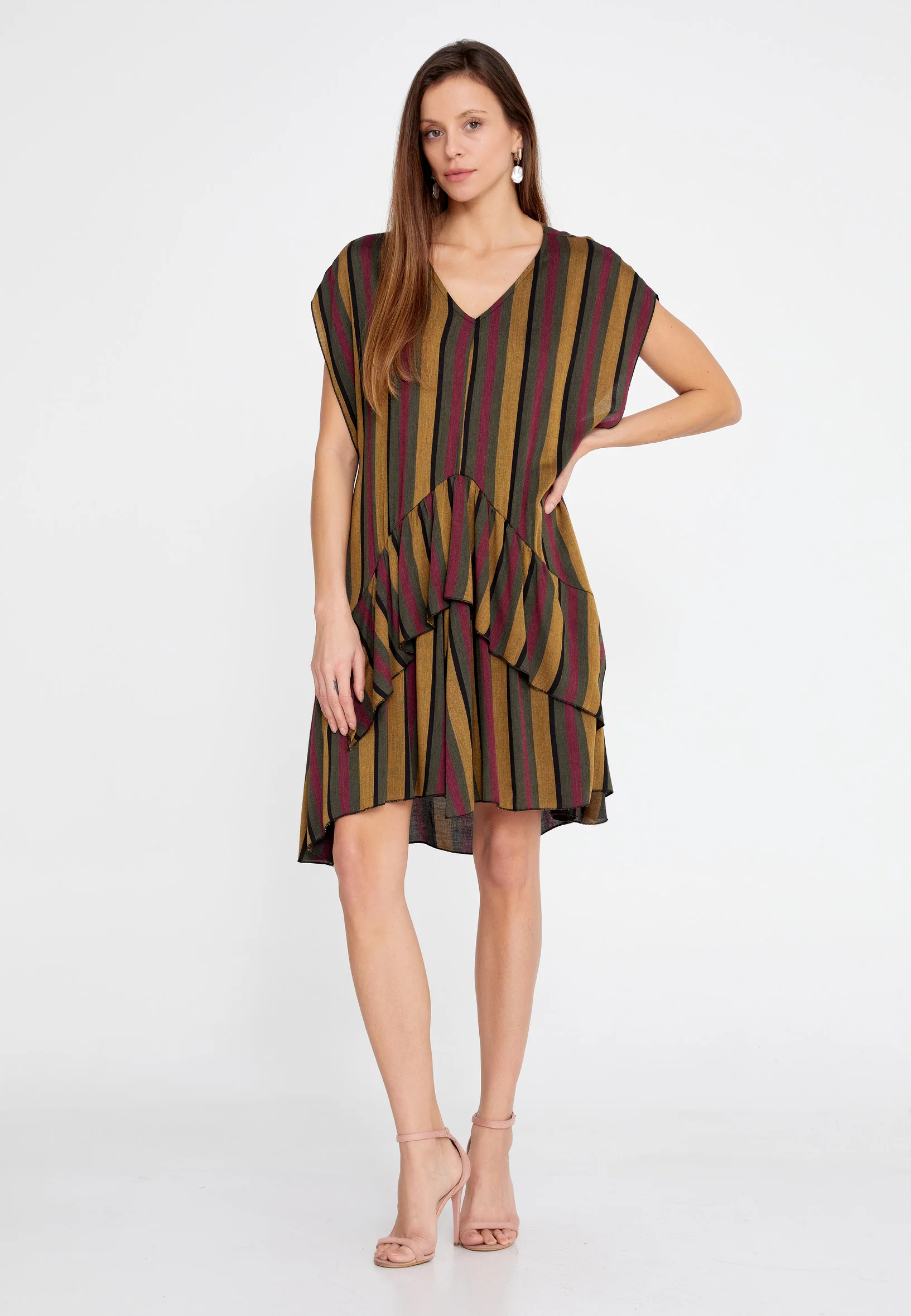 Short Sleeve Mini Wool Column Regular Casual Dress rui192116