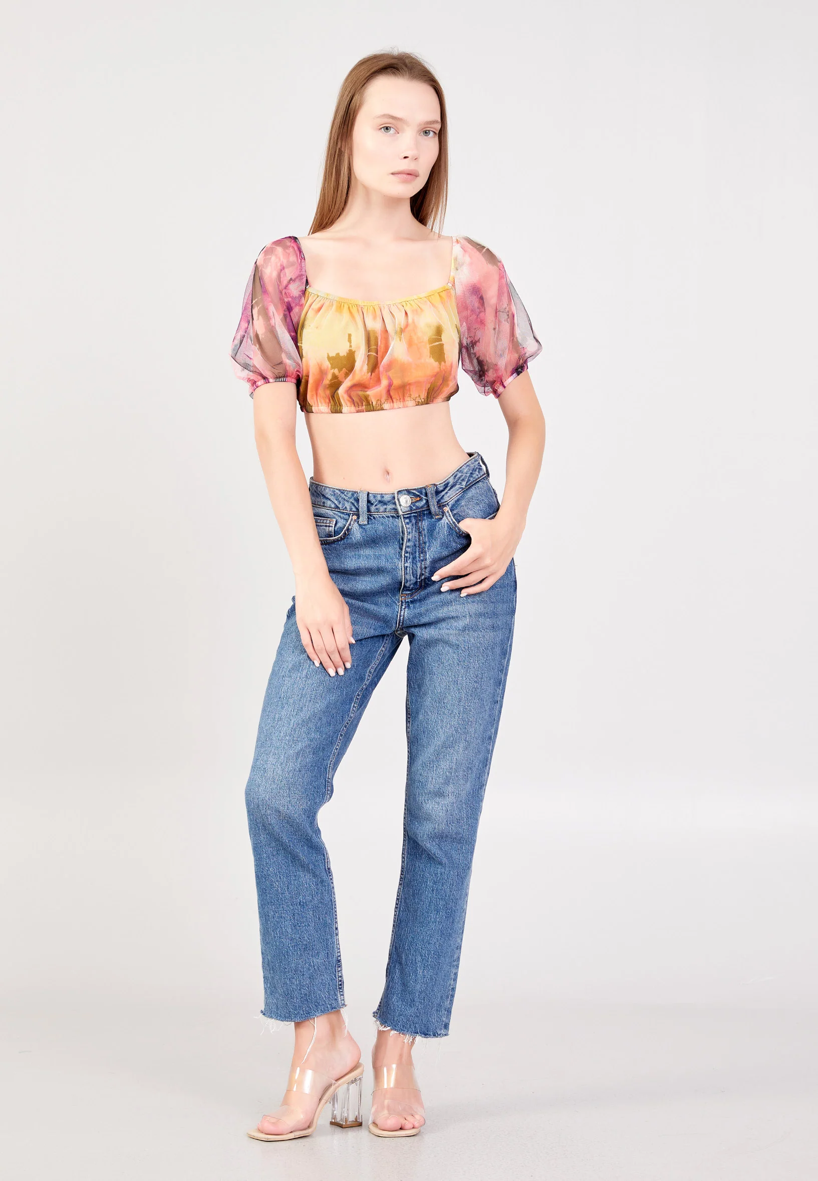 Short Sleeve Patterned Regular Blouse ber23y4112 - Image 6