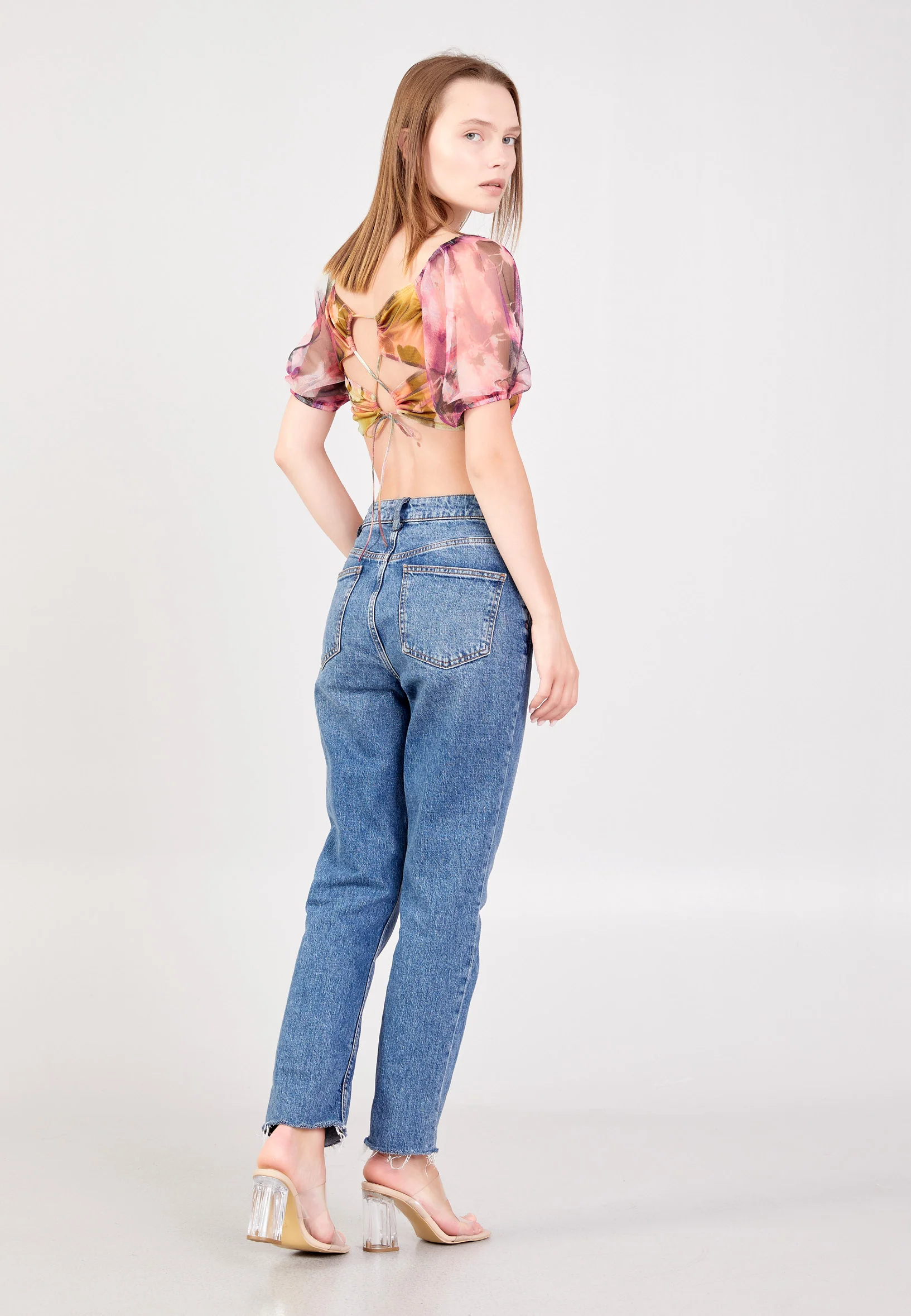 Short Sleeve Patterned Regular Blouse ber23y4112 - Image 8