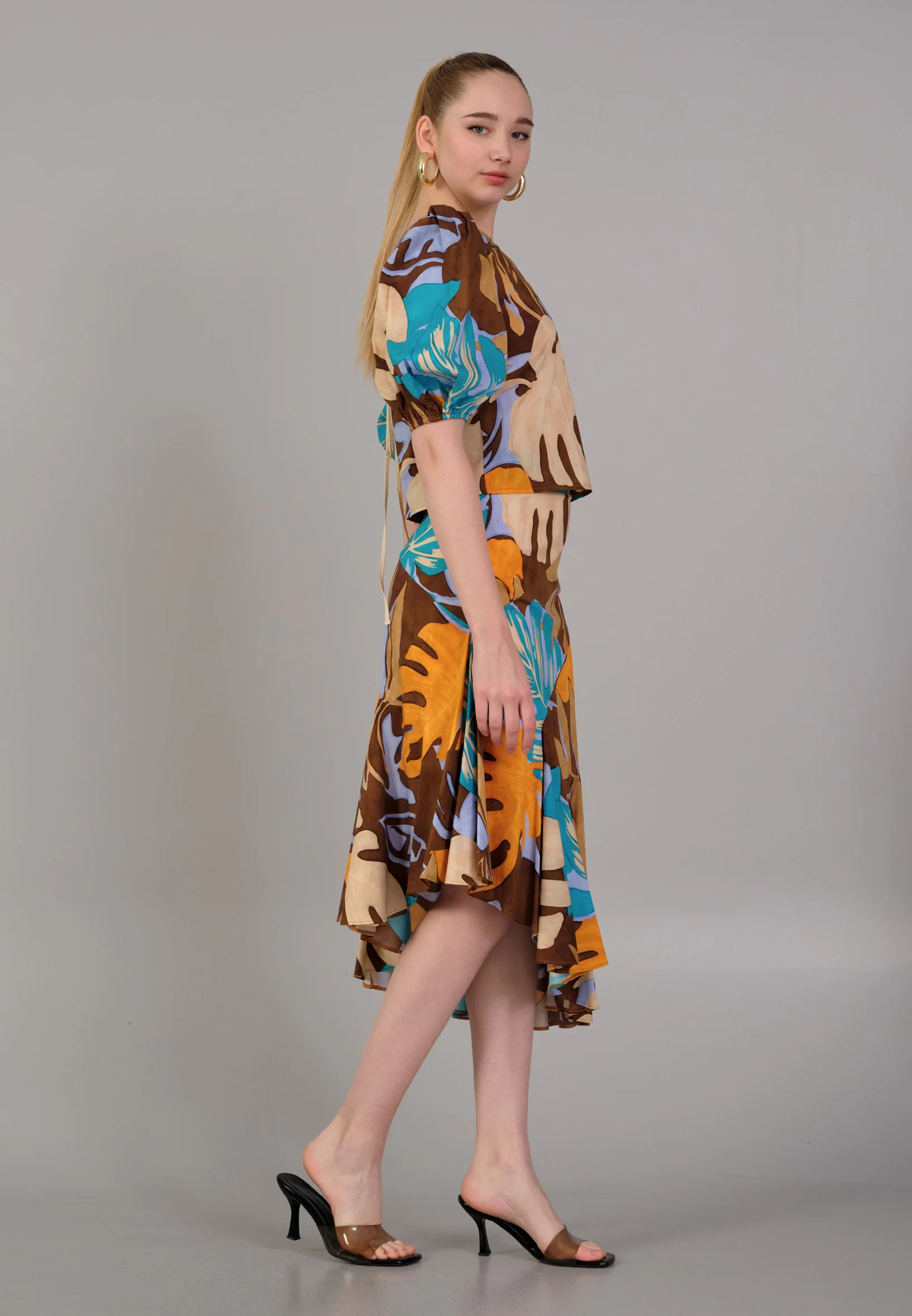 Short Sleeve Patterned Regular Blouse kmy24y10415 - Image 3