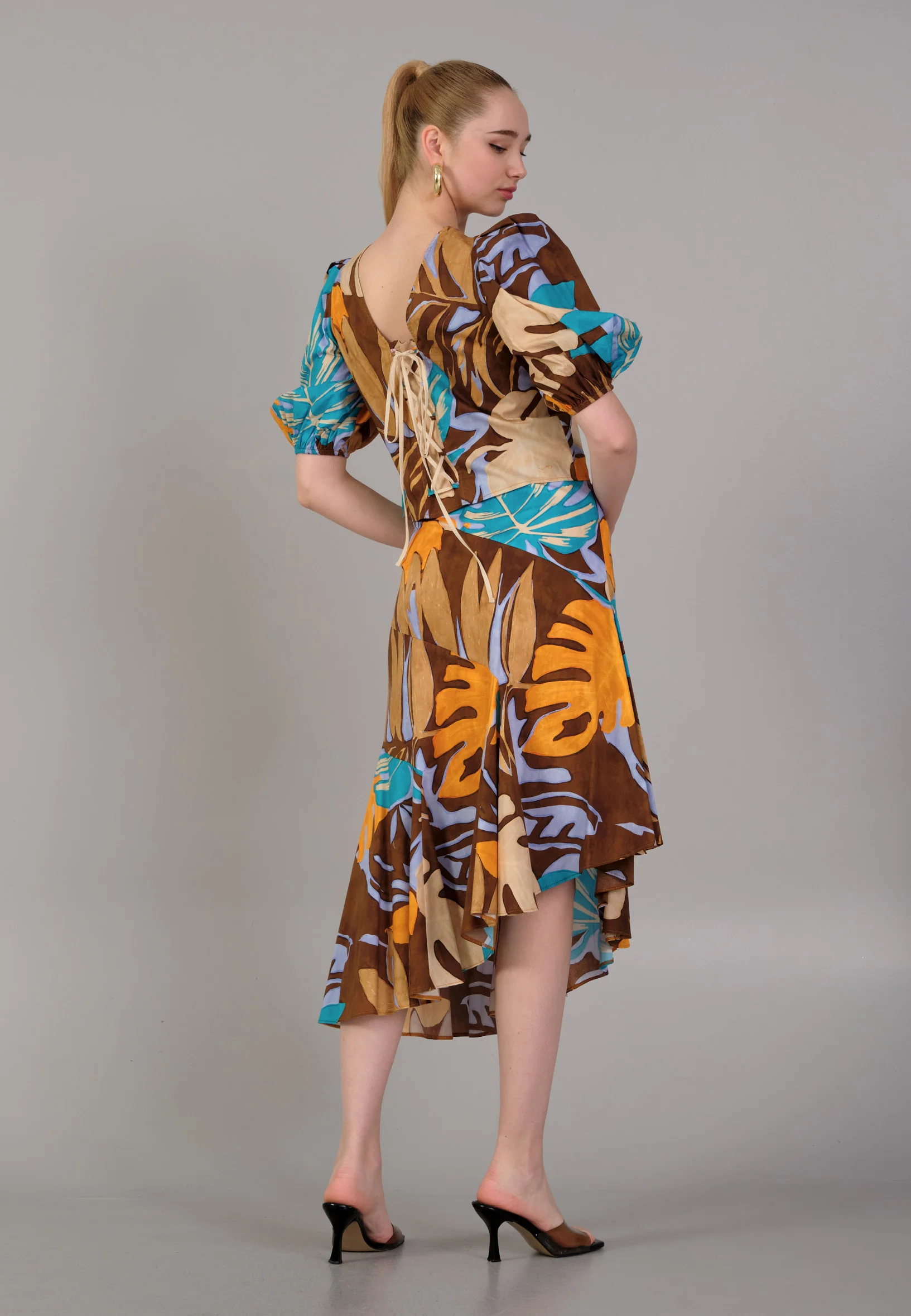 Short Sleeve Patterned Regular Blouse kmy24y10415 - Image 4