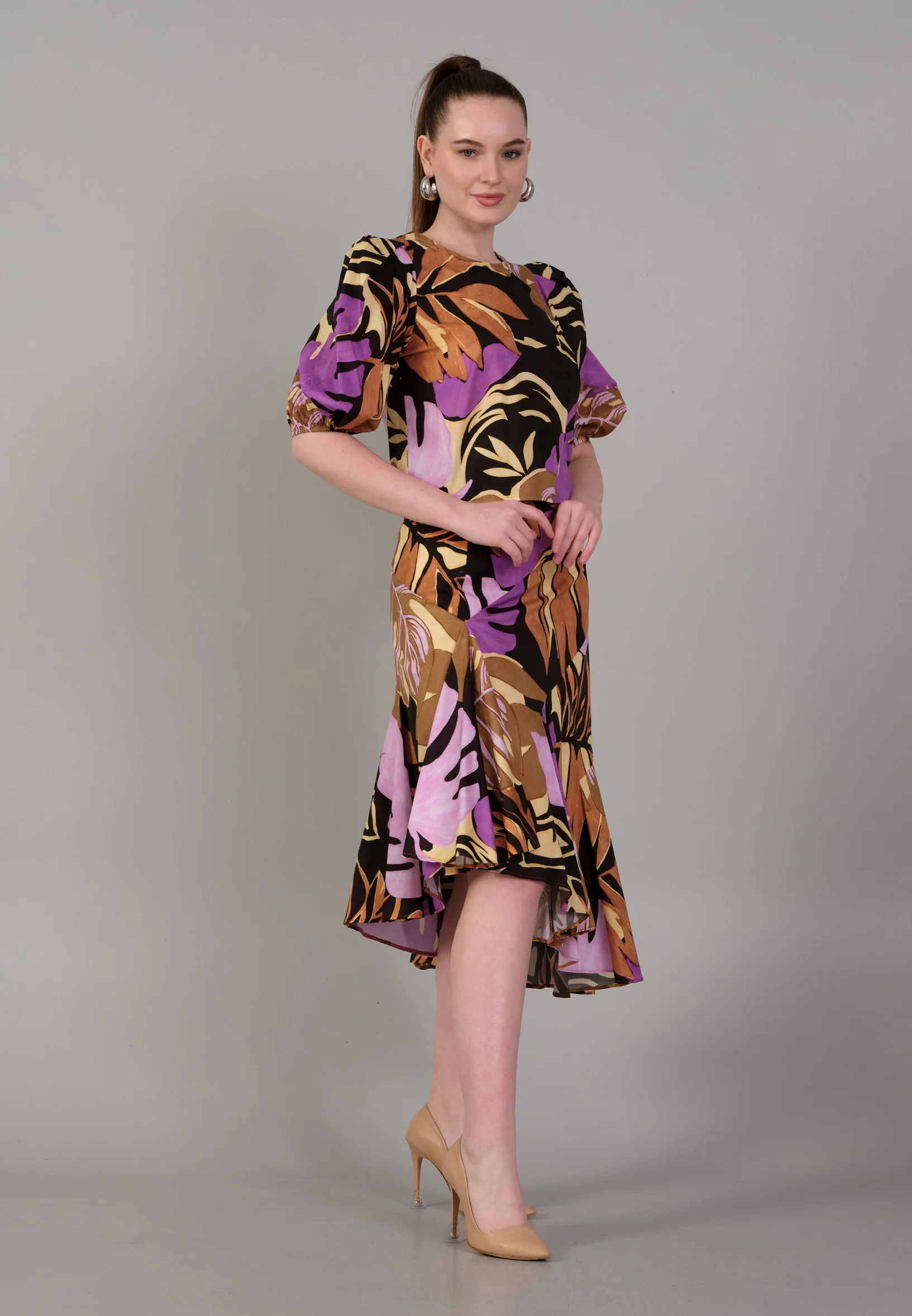 Short Sleeve Patterned Regular Blouse kmy24y10415 - Image 7
