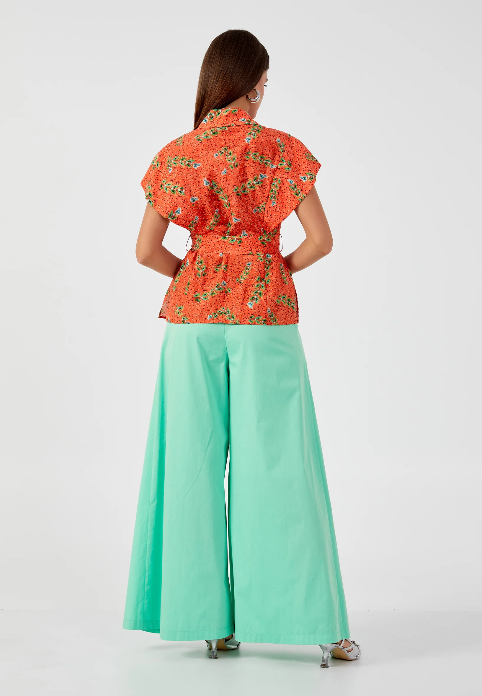 Short Sleeve Patterned Regular Blouse kmy24y10456 - Image 3