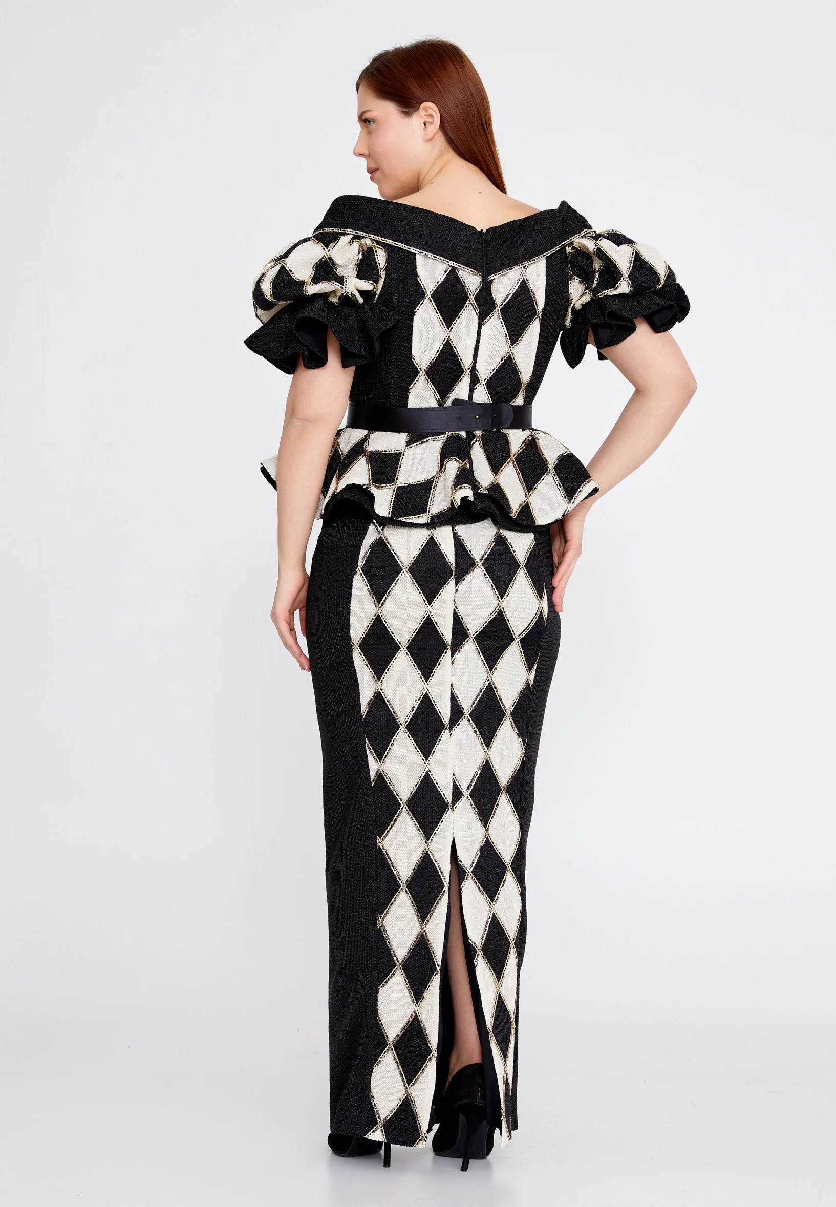 Short Sleeve Polyester Geometric Plus Size Two-Piece Outfit crm22sel5826-1 - Image 3
