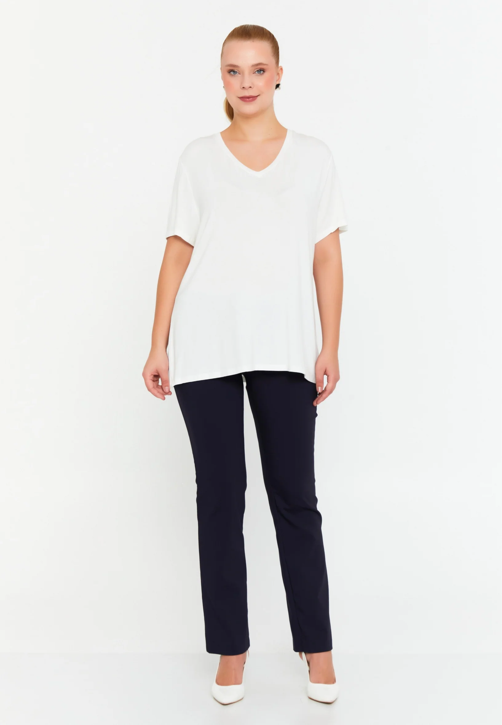 Short Sleeve Solid Color Plus Size T-shirt faiu36022 - Image 2