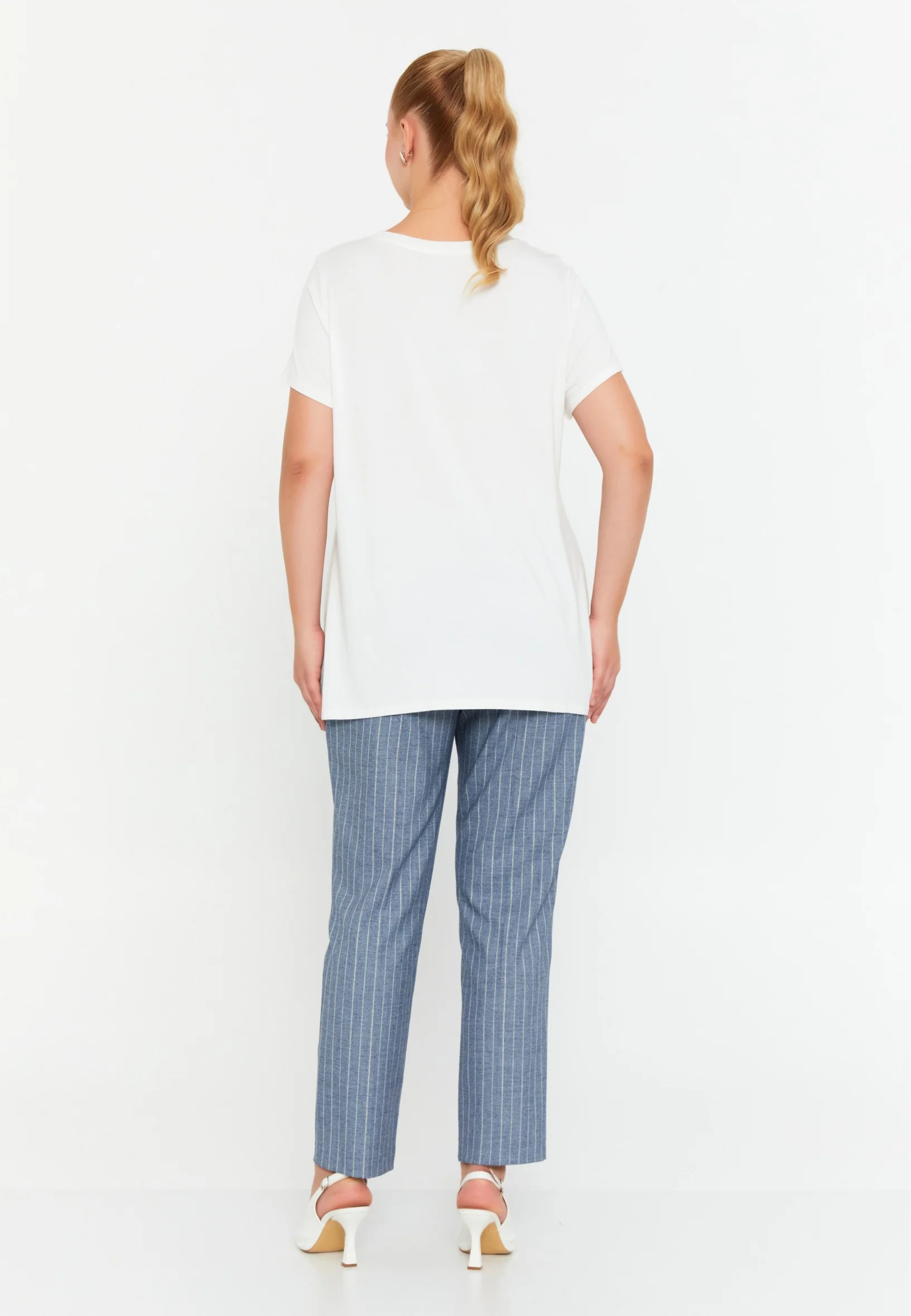 Short Sleeve Solid Color Plus Size T-shirt faiu36023 - Image 3